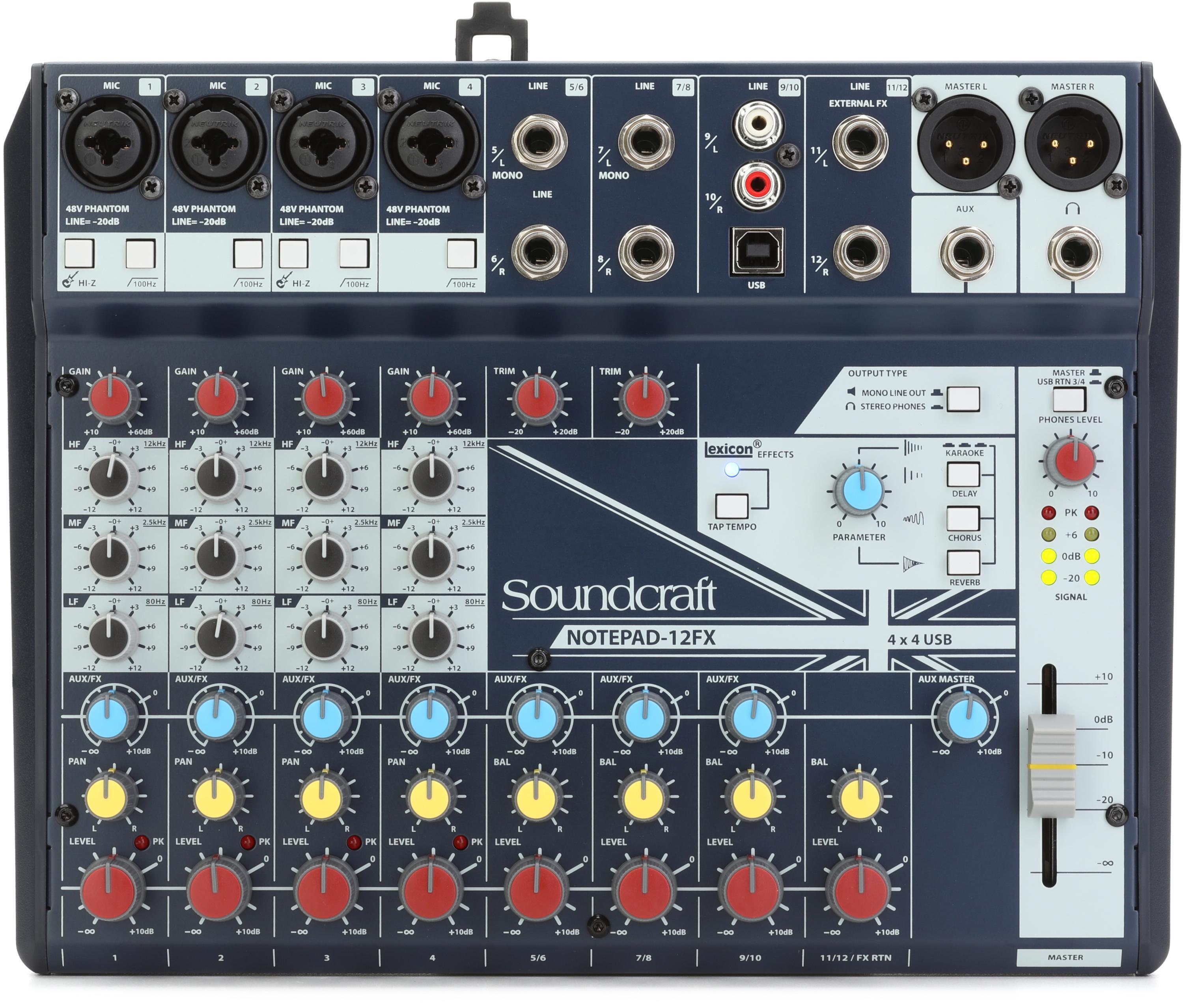 Bundled Item: Soundcraft Notepad-12FX Mixer with Effects and USB