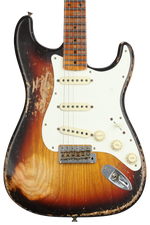 Photo of Fender Custom Shop Limited-edition Red Hot Strat Super Heavy Relic - Faded Aged Chocolate 3-Color Sunburst