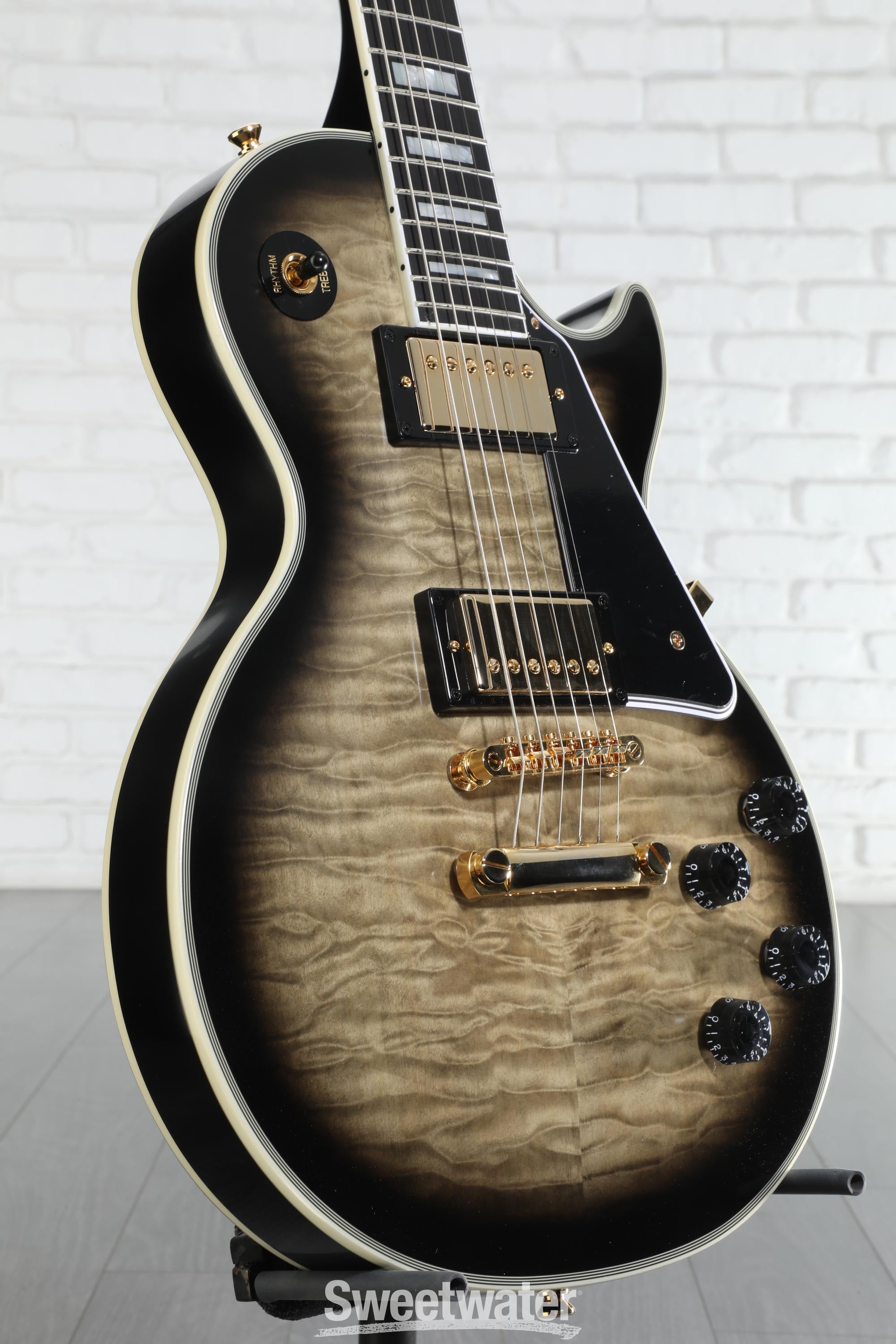 Epiphone Les Paul Custom Quilt Electric Guitar - Cobra Burst