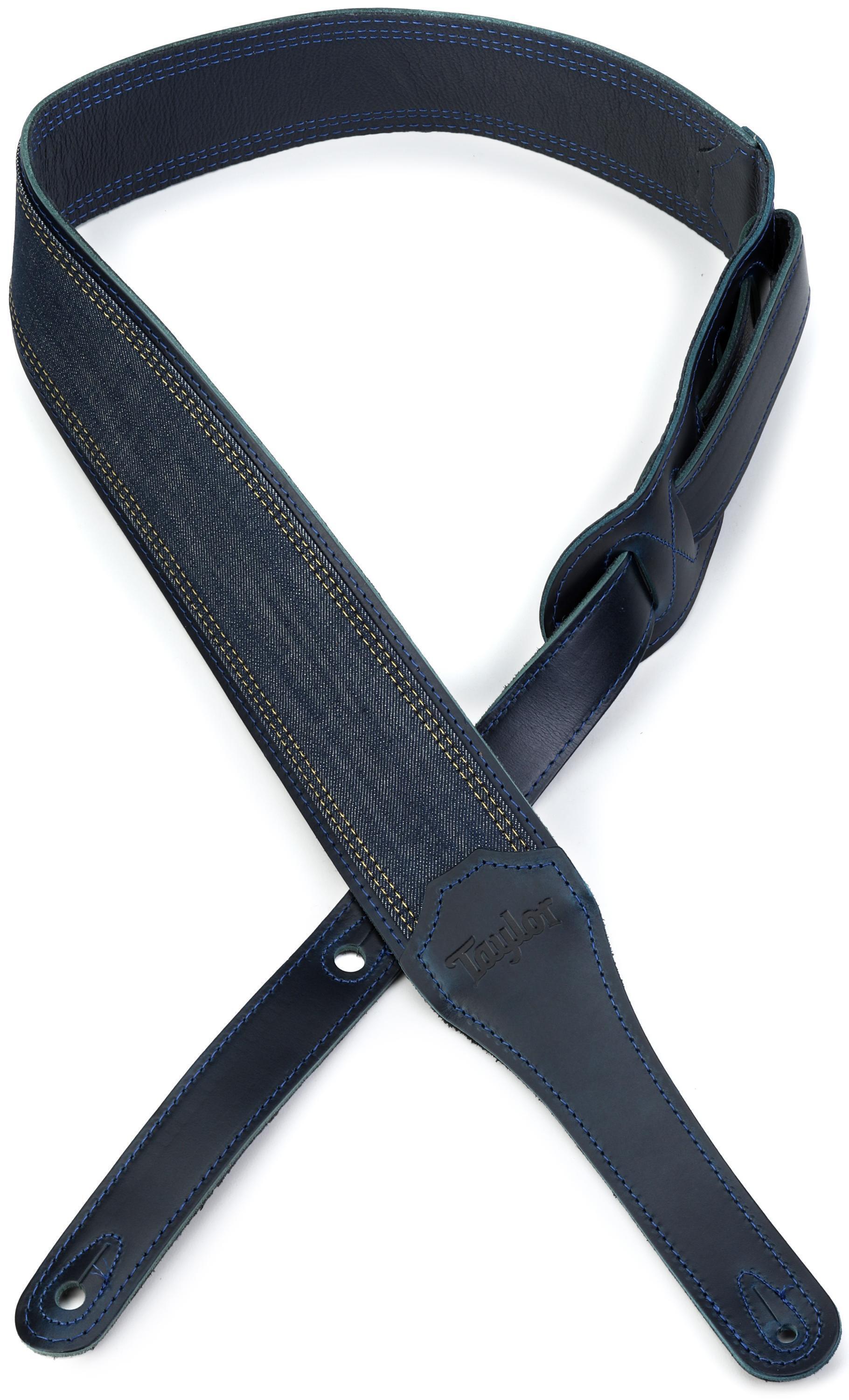 Photo of Taylor Blue Denim Guitar Strap - Navy Leather