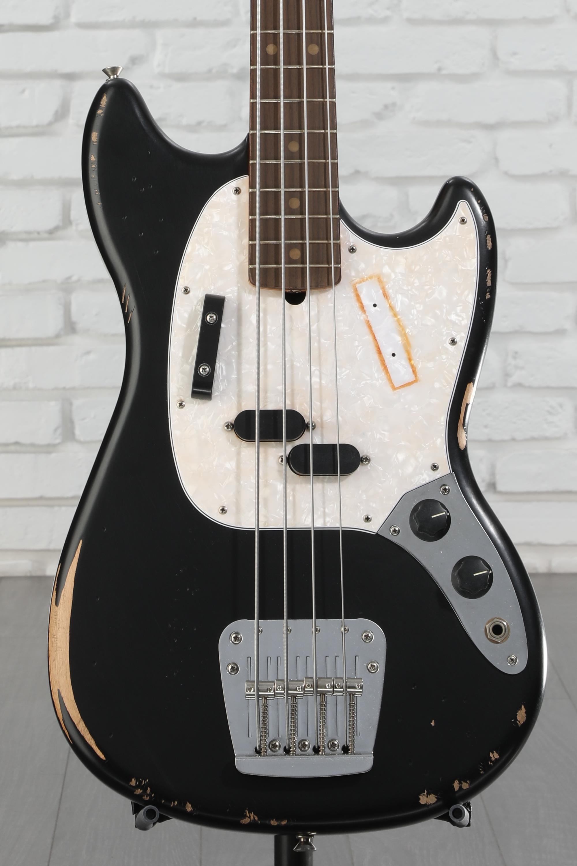 Fender JMJ Road Worn Mustang Bass - Black | Sweetwater