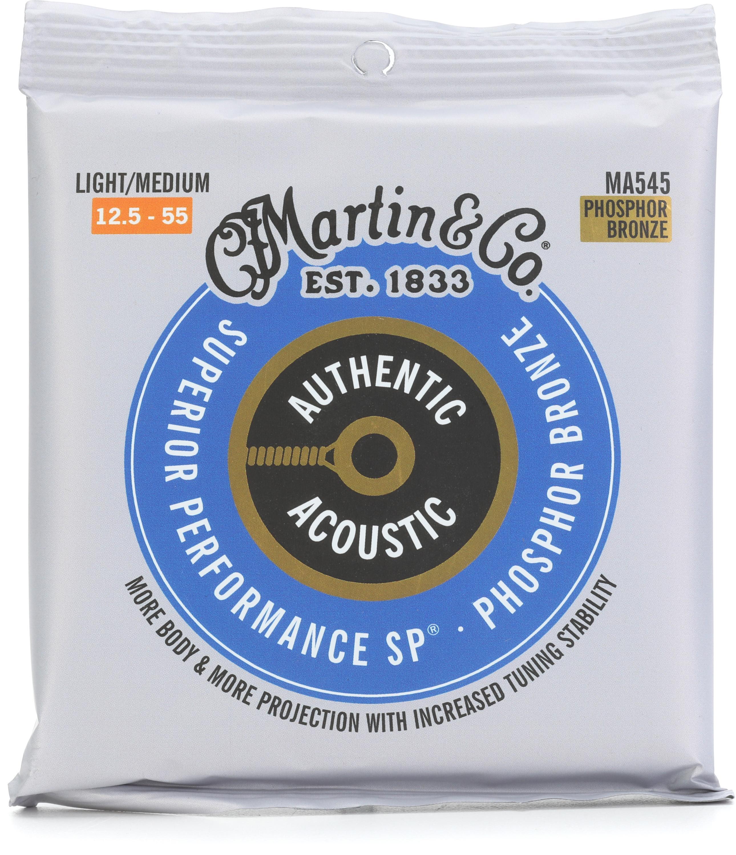 Photo of Martin MA545 Authentic Acoustic Superior Performance 92/8 Phosphor Bronze Guitar Strings - .0125-.055 Light/Medium