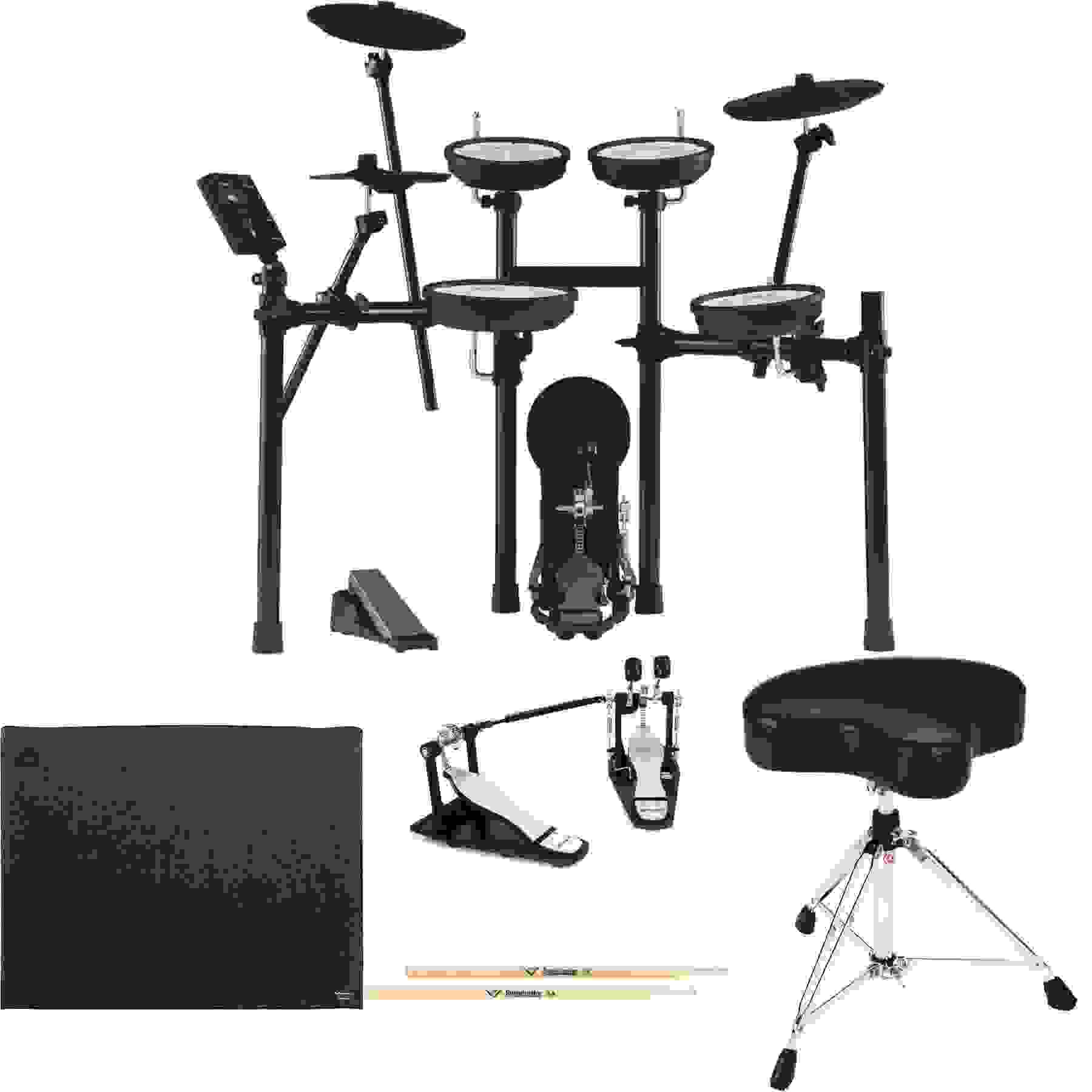 Roland V-Drums TD-07KV Electronic Drum Set Double Bass Essentials & Mat Bundle