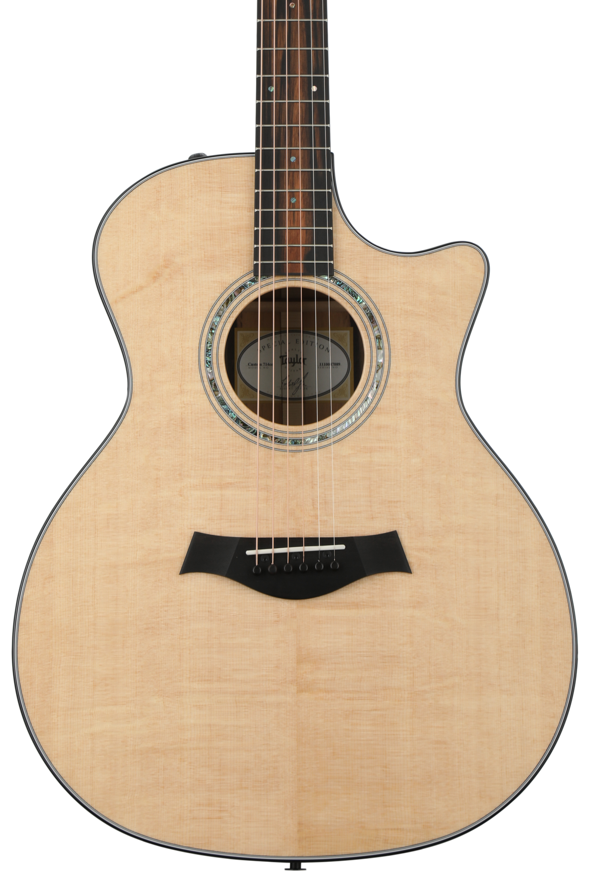Taylor 714ce Grand Auditorium Ebony, Sweetwater Edition - Ebony, Bear Claw Sitka