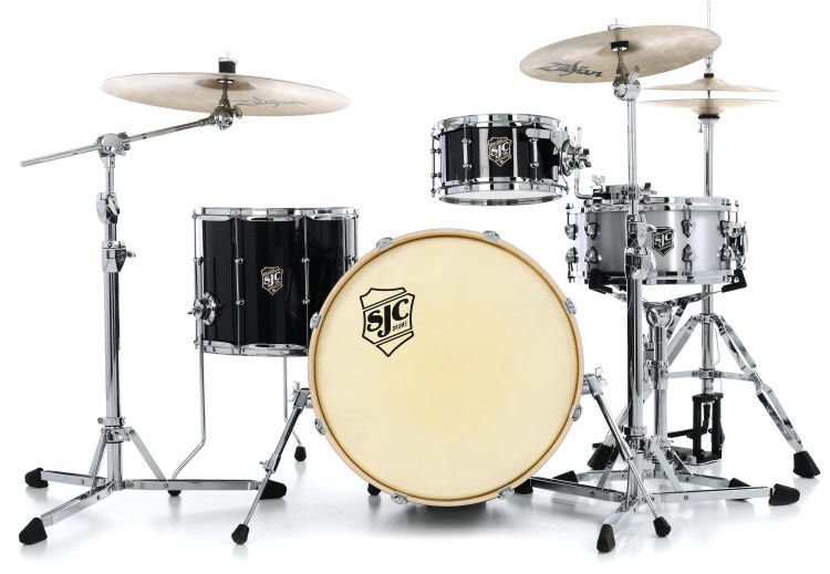 SJC Custom Drums Busker "DeVille" 3-piece Shell Pack - Black Sparkle Wrap