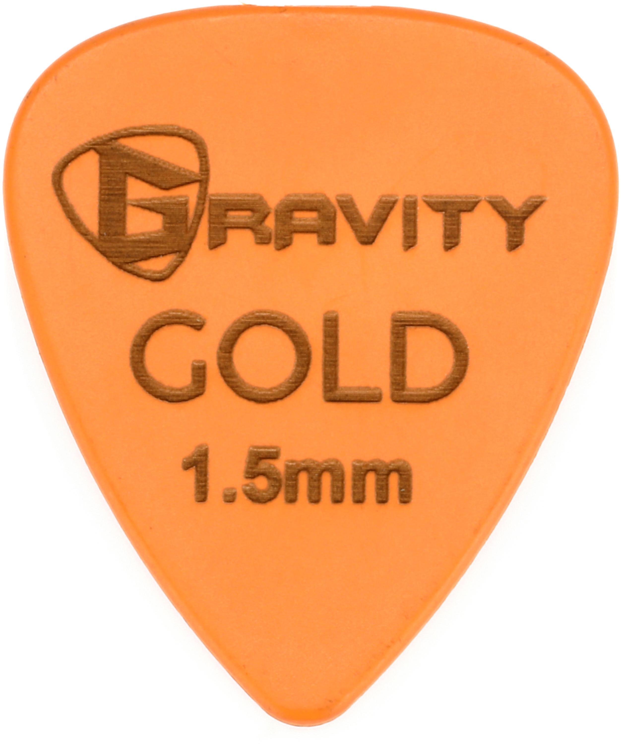 Photo of Gravity Picks Colored Gold Traditional Teardrop Guitar Pick - 1.5mm Orange