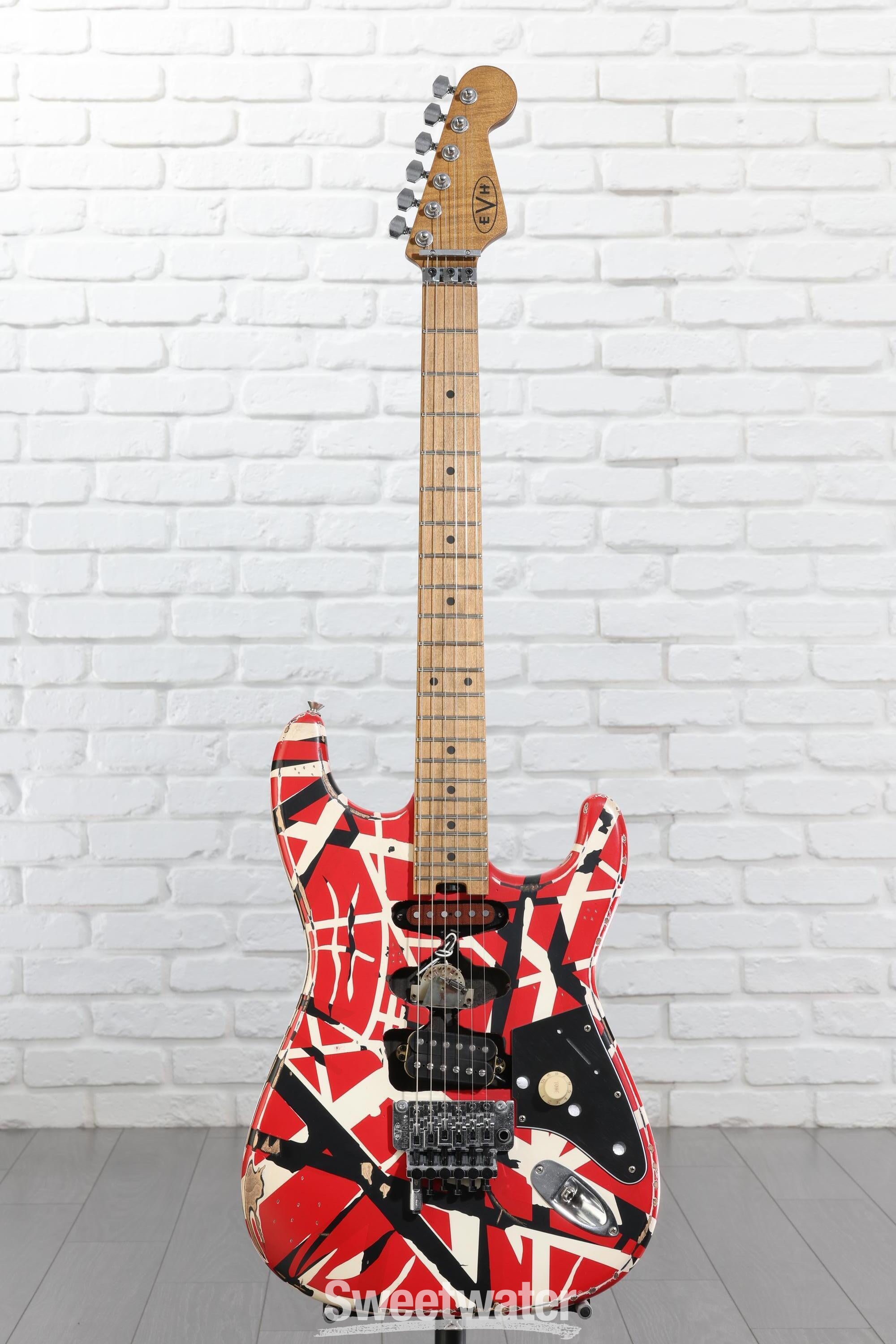 EVH Striped Series Frankenstein Relic - Red/Black/White | Sweetwater