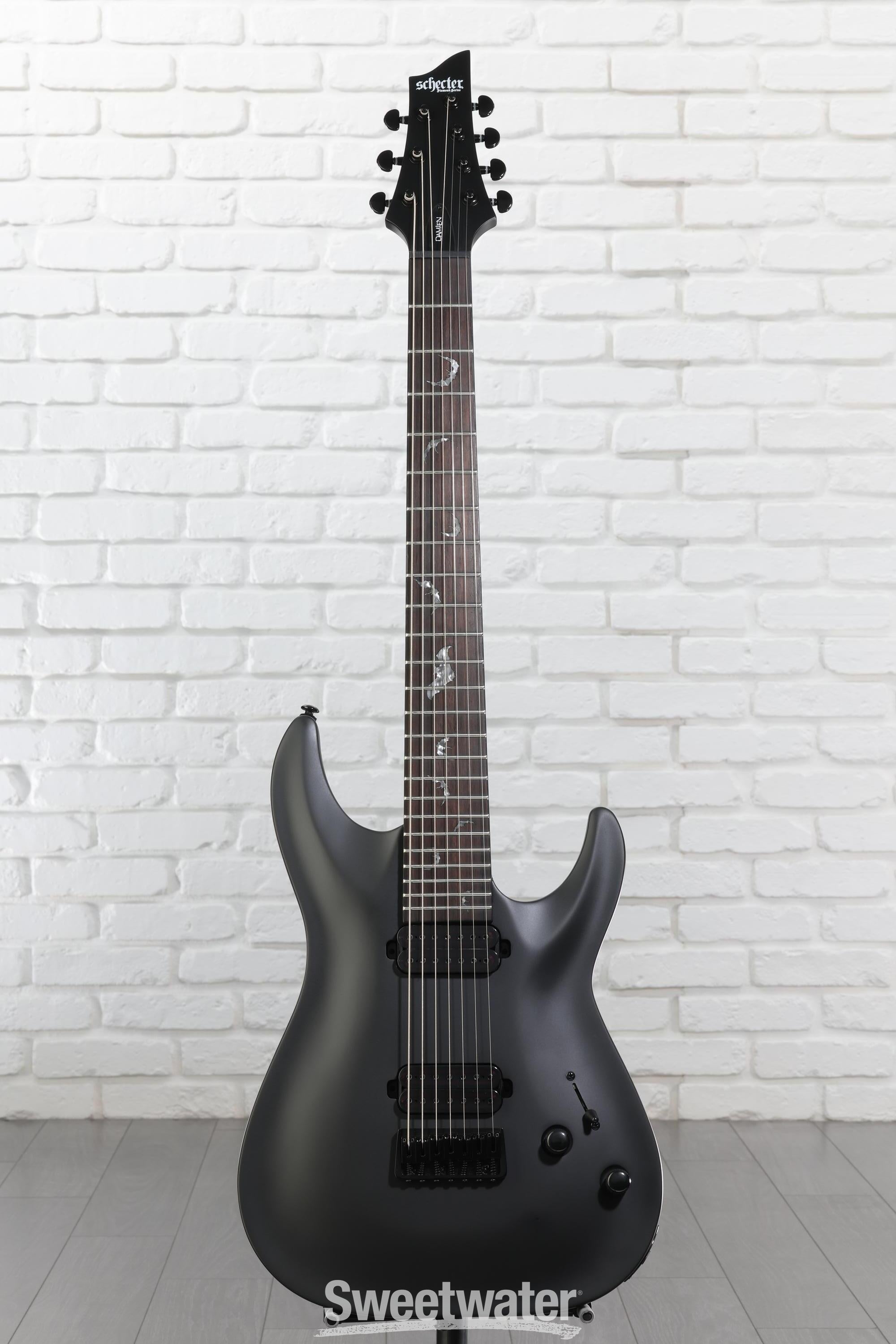 Schecter Damien-7 SBK Electric Guitar - Satin Black | Sweetwater