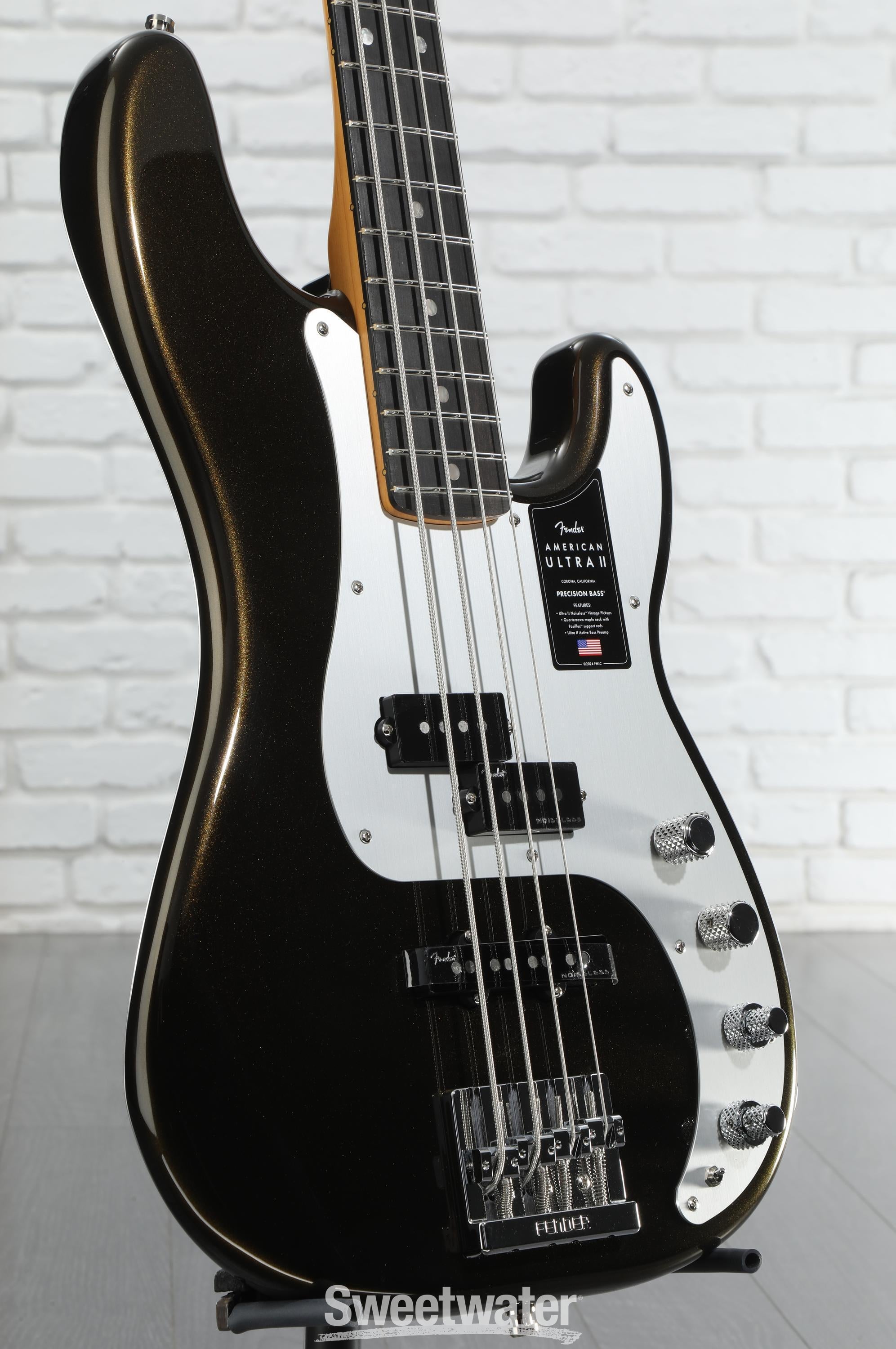 ベース Fender American Ultra Precision Bass Fender American Ultra II Precision Bass - Texas Tea, Ebony