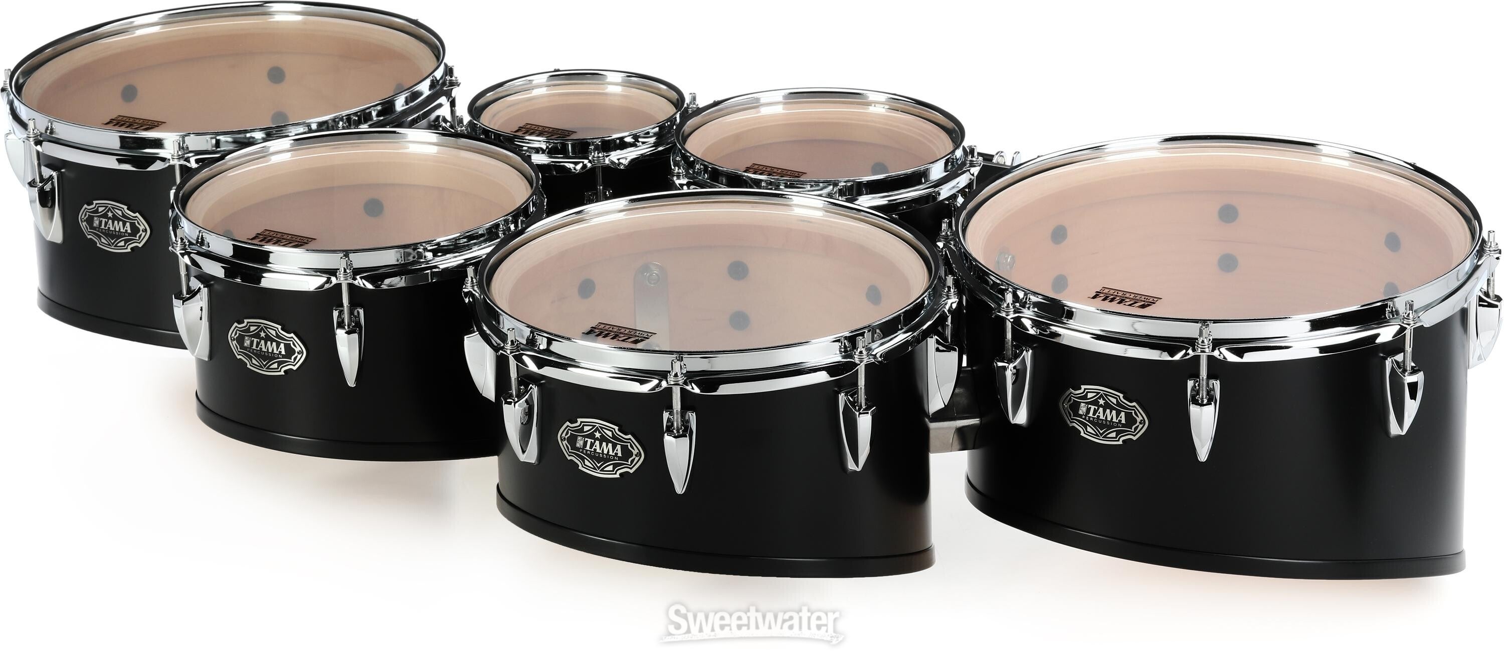 Tama MT680234 Fieldstar Marching Tenor Drums Corps Standard Depth Sextet -  6/8/10/12/13/14-inch - Satin Black