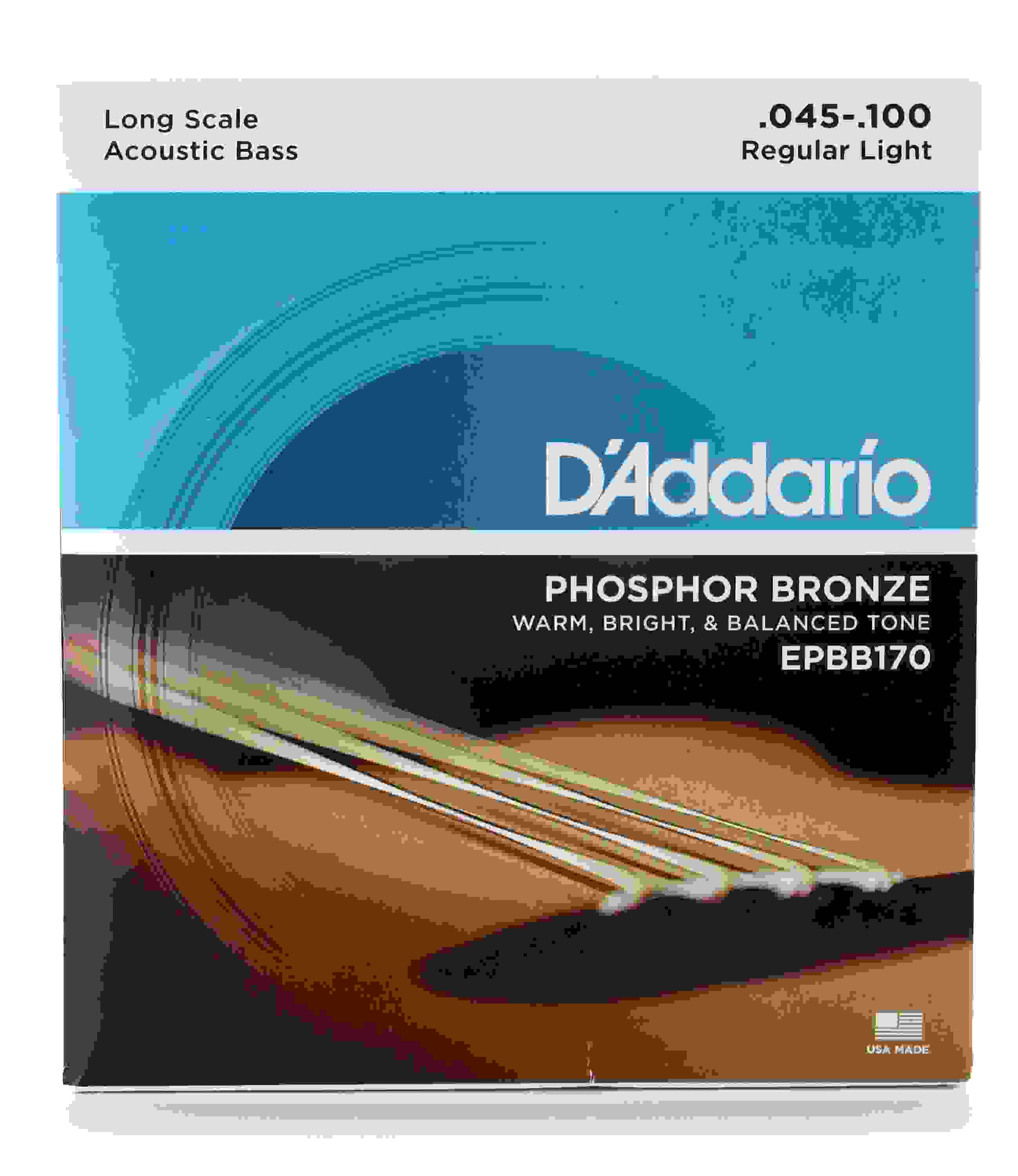 D'Addario EPBB170 Phosphor Bronze Acoustic Bass Guitar Strings - .045-.100 Regular Light Long Scale 4-string