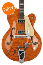 Photo of Gretsch G6120TGQM-56 Limited-edition Quilt Classic Chet Atkins Hollowbody Electric Guitar with Bigsby - Roundup Orange Stain Lacquer
