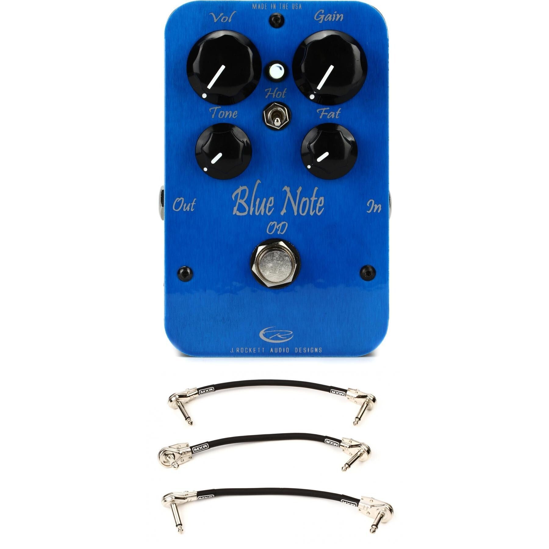 J. Rockett Audio Designs Blue Note OD (Pro Series) Boost/Overdrive Pedal  with Patch Cables