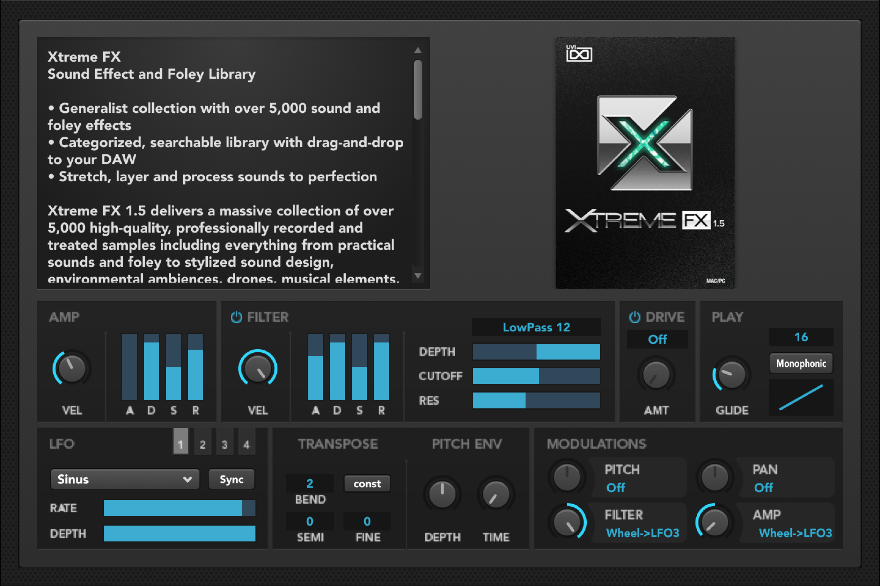 Bundled Item: UVI Xtreme FX 1.5 Sound Effect Collection