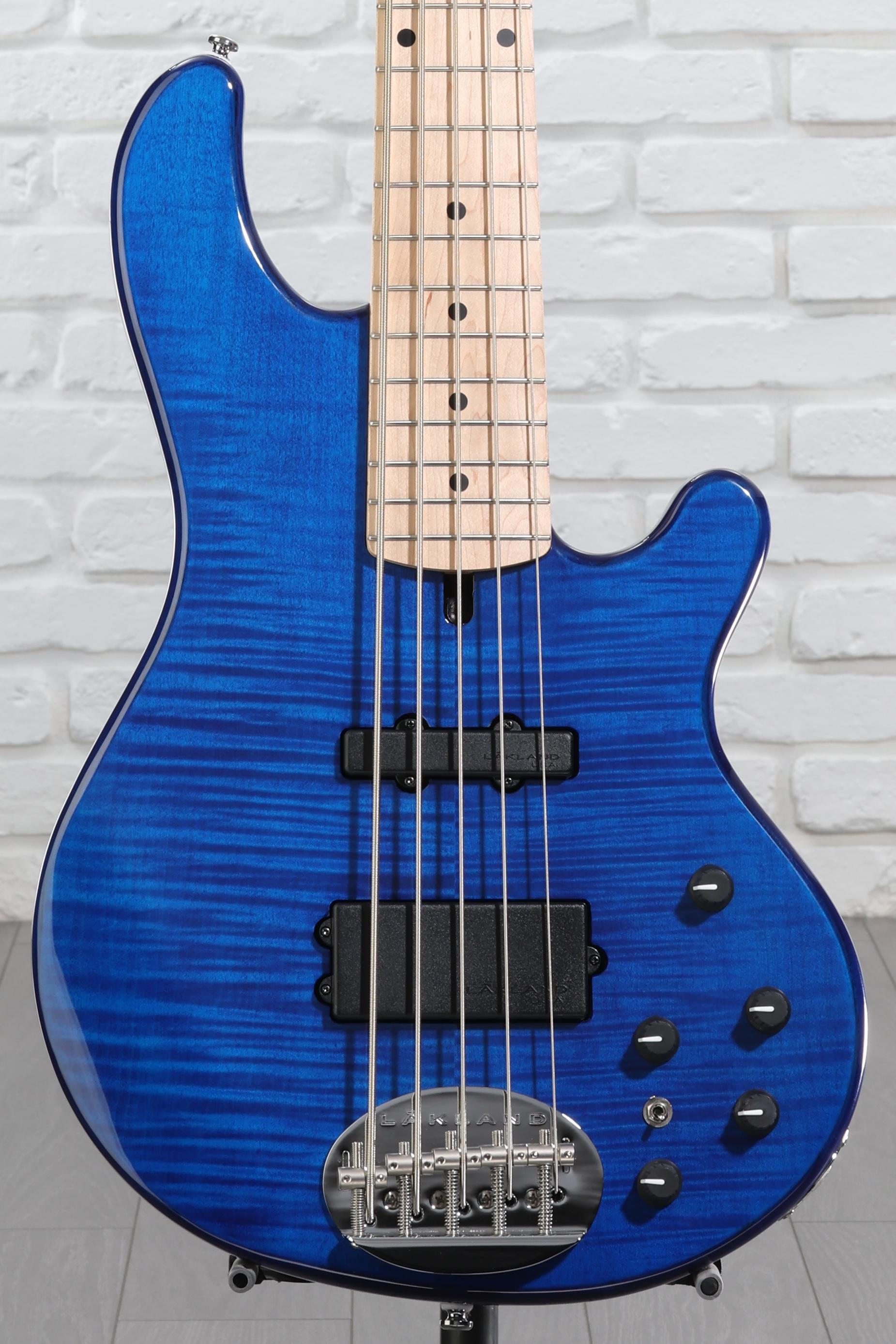 Lakland Skyline 55-02 Deluxe Flame Bass Guitar - Translucent Blue