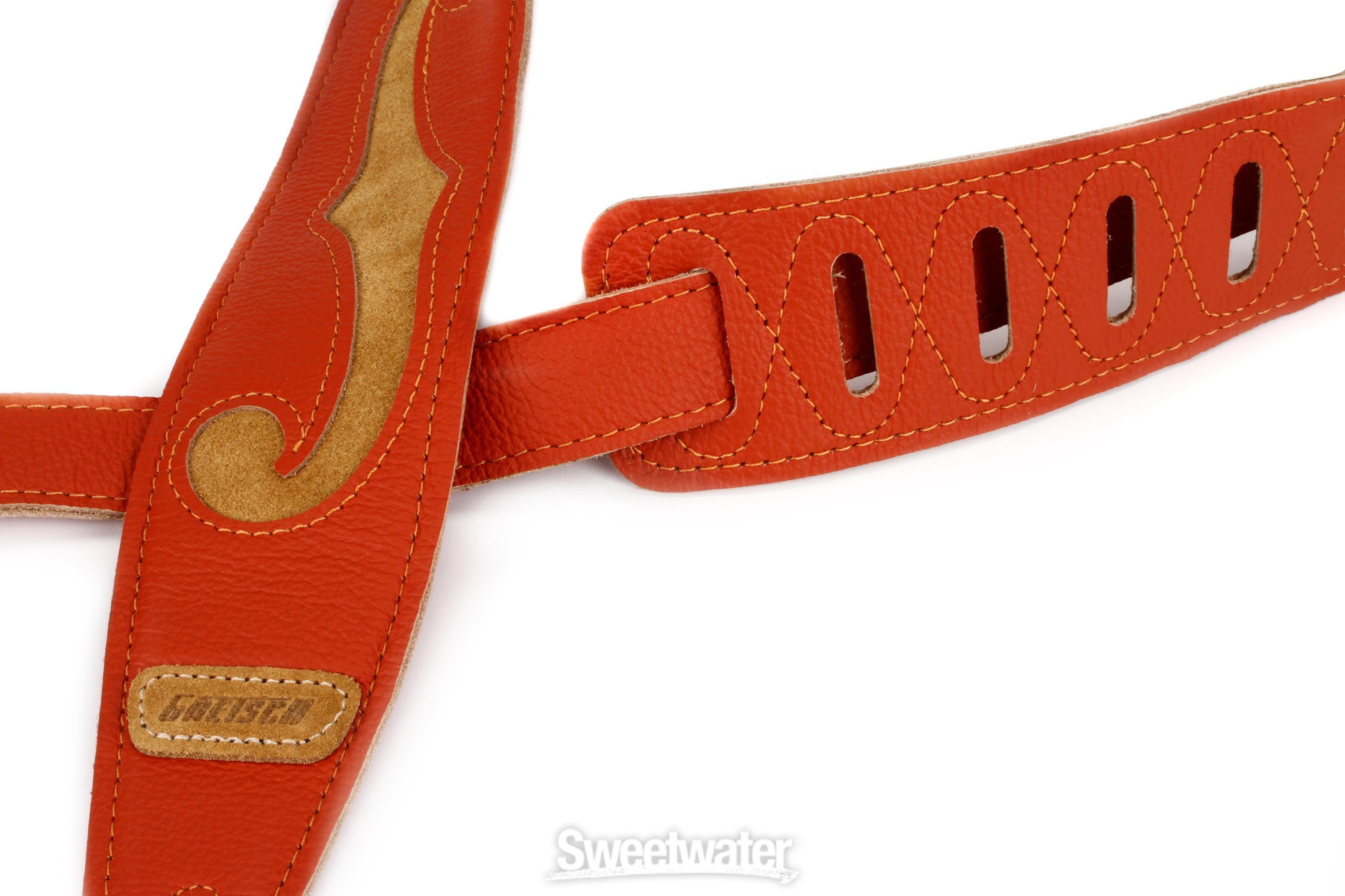 Gretsch F-Holes Leather Strap - Orange and Tan | Sweetwater
