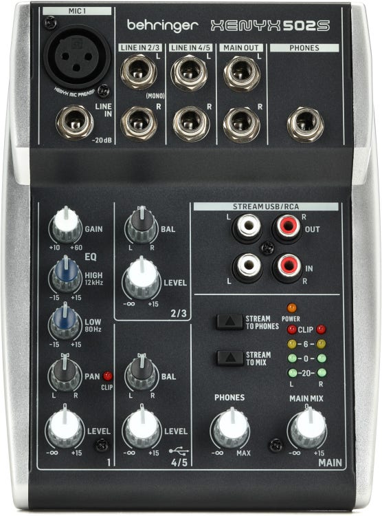 Behringer Xenyx 502S 5-channel Analog Streaming Mixer