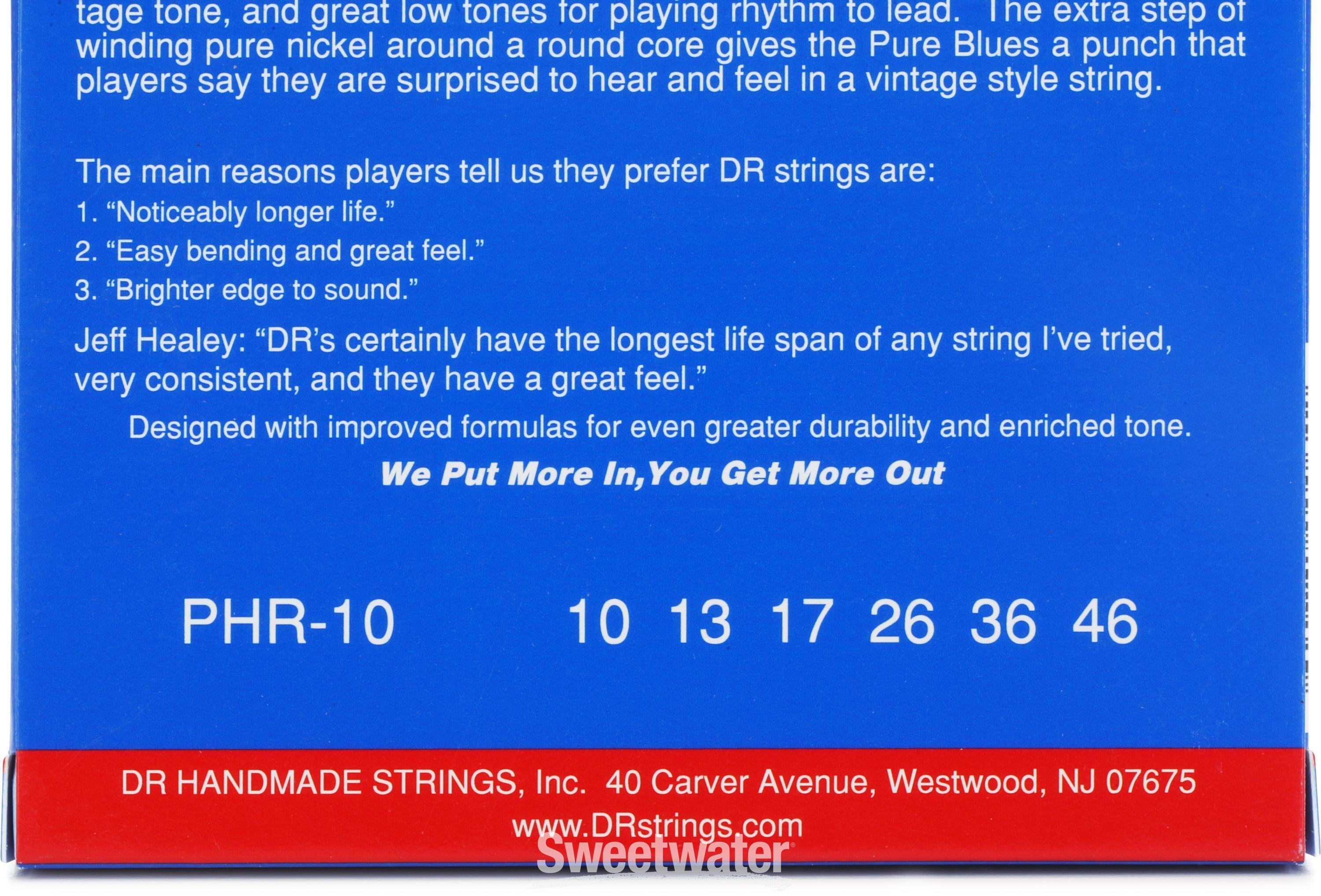 DR Strings PHR 10 Pure Blues Pure Nickel Electric Guitar Strings