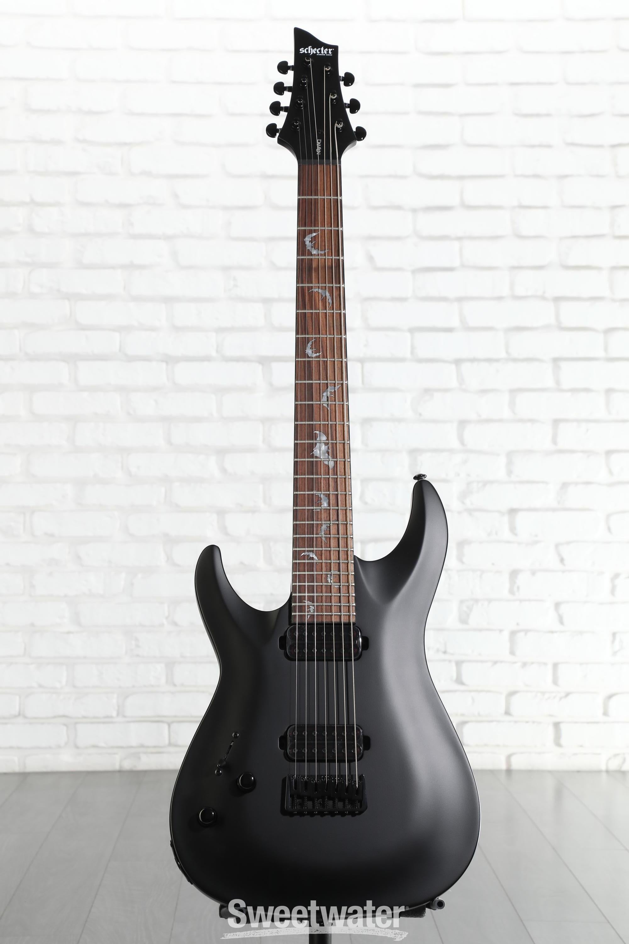 Schecter Damien-7 SBK Left-handed Electric Guitar - Satin Black