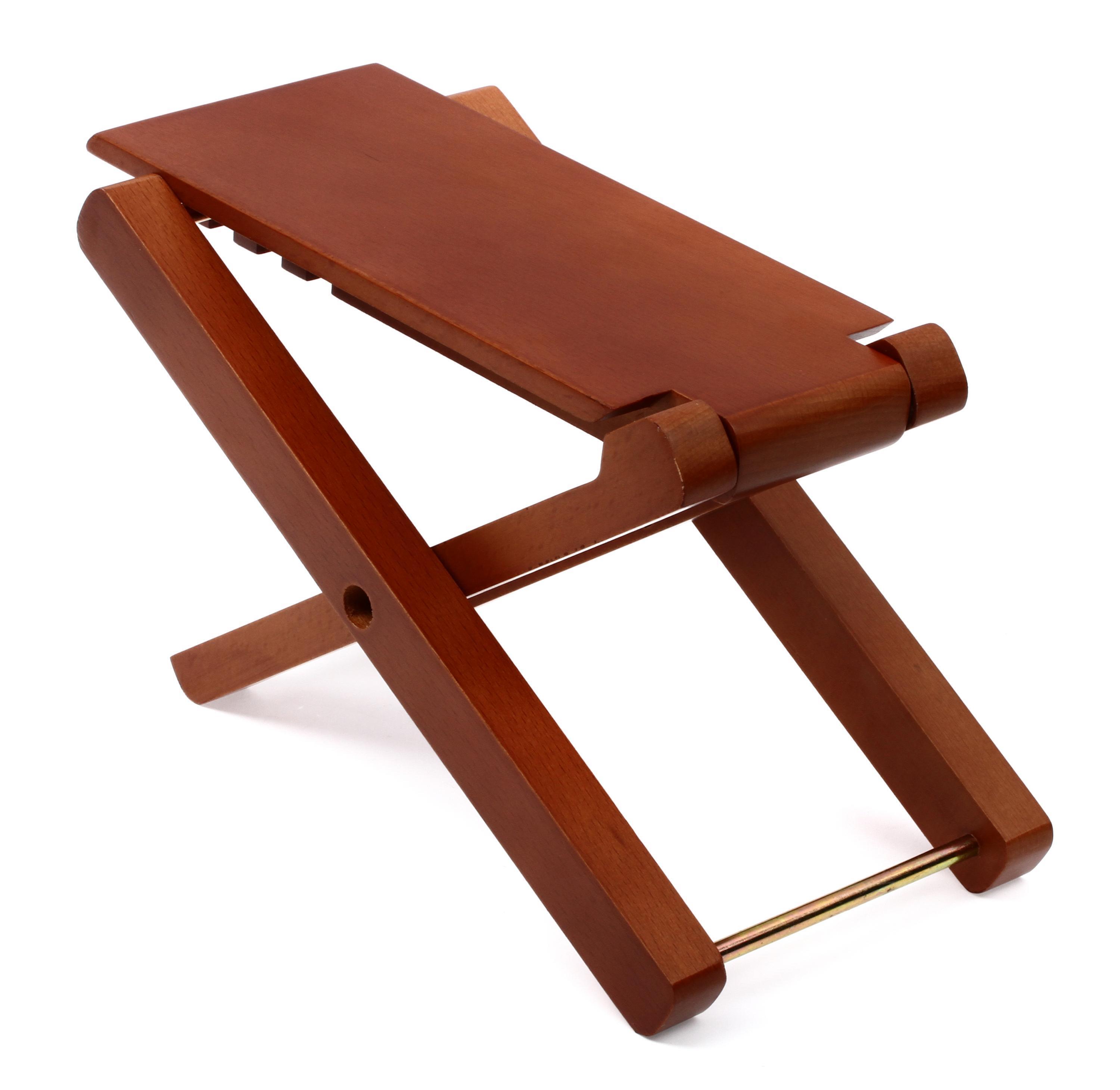 Cordoba Folding Wood Footstool, Solid Mahogany