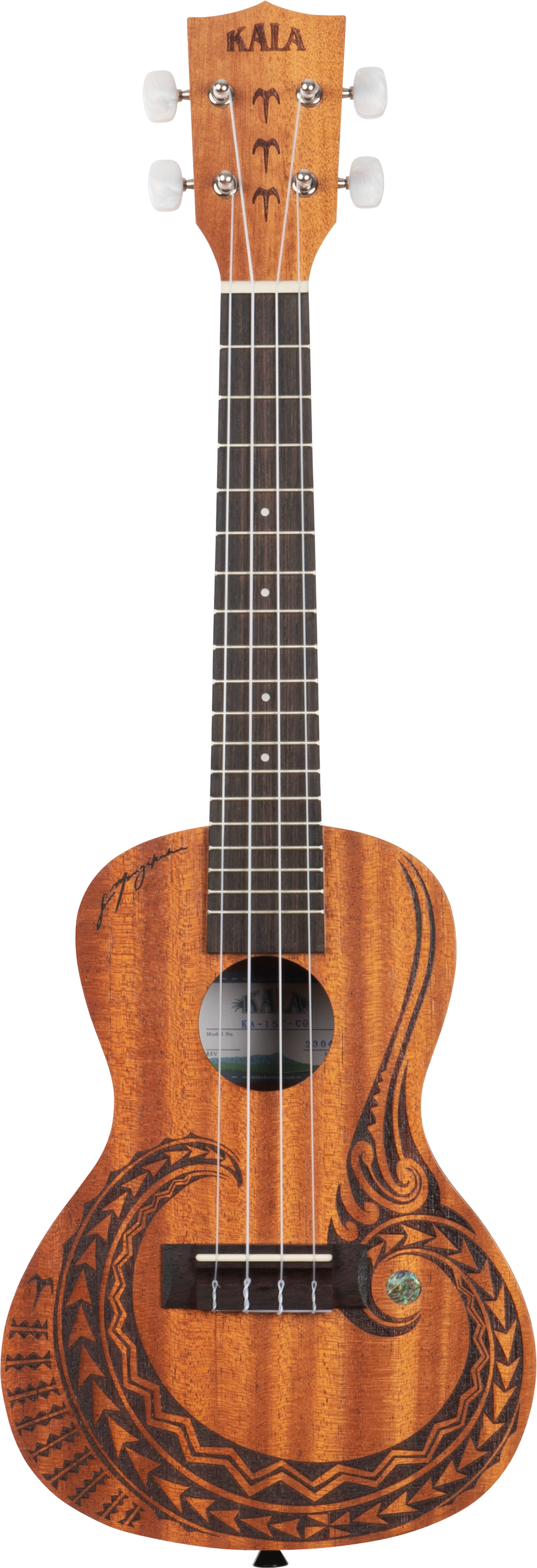 Photo of Kala Voyage Collection Courage Concert Ukulele - Natural with Maori Design