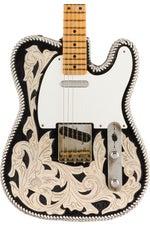 Photo of Fender Custom Shop Limited-edition Masterbuilt Waylon Jennings Telecaster Relic - Black and White Tooled Leather over Butterscotch Blonde