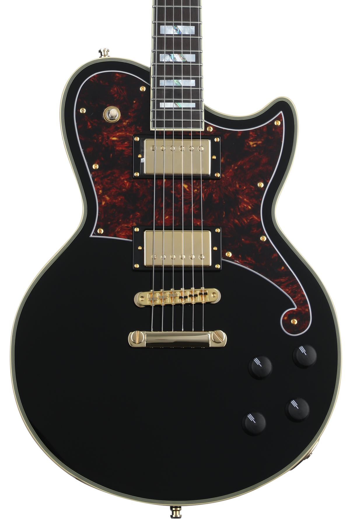 D'Angelico Deluxe Atlantic Electric Guitar - Solid Black | Sweetwater