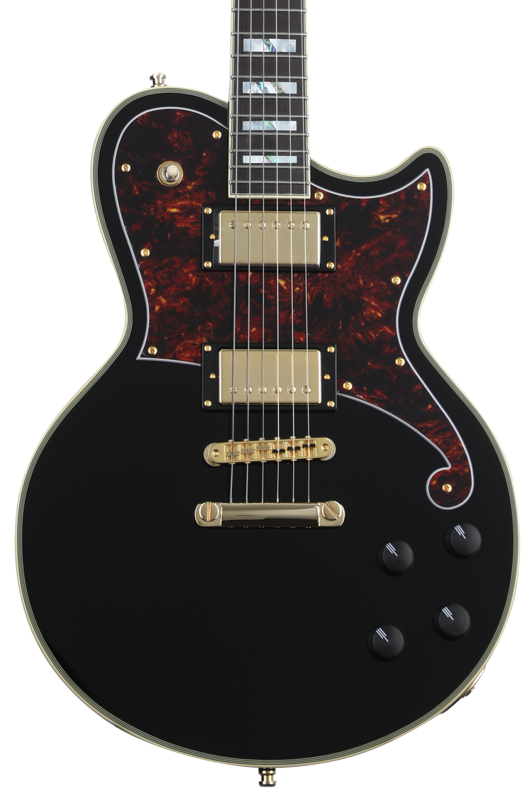 D'Angelico Deluxe Atlantic Electric Guitar - Solid Black | Sweetwater
