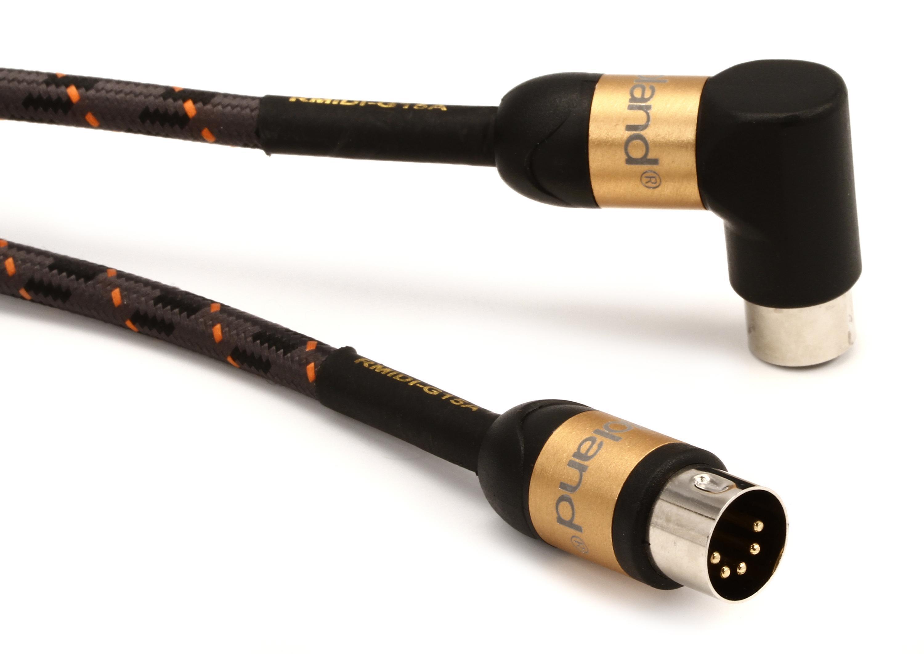 Roland RMIDIG15A Gold Series Straight to Right Angle MIDI Cable 15