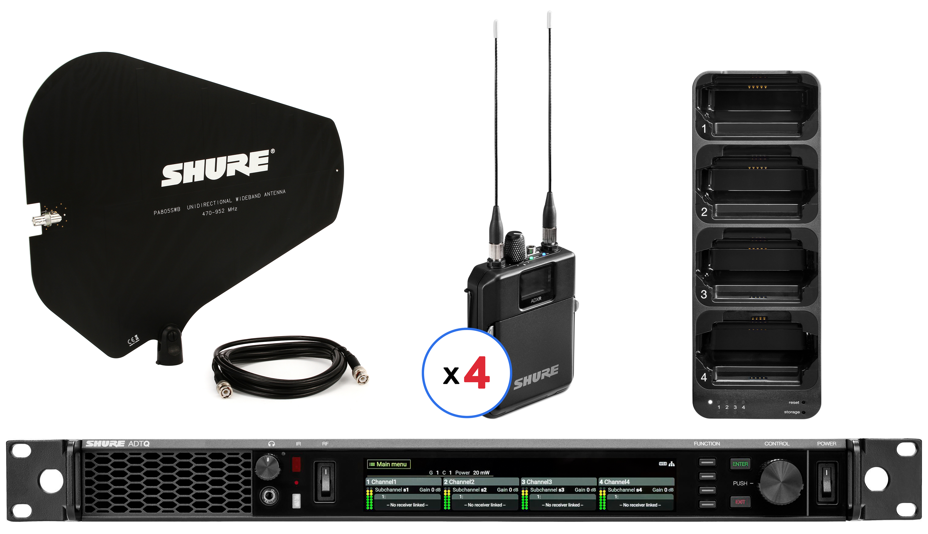 Photo of Shure ADTQ Axient Digital PSM Wireless Quad System - G57 Band (470-608MHz)