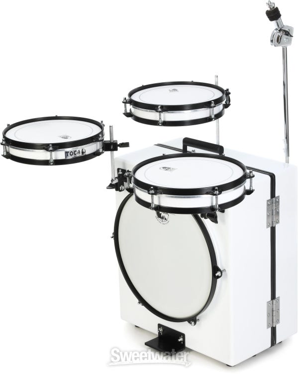 Toca Percussion KickBoxx Pro Suitcase Drum Set - White Glitter, Sweetwater Exclusive