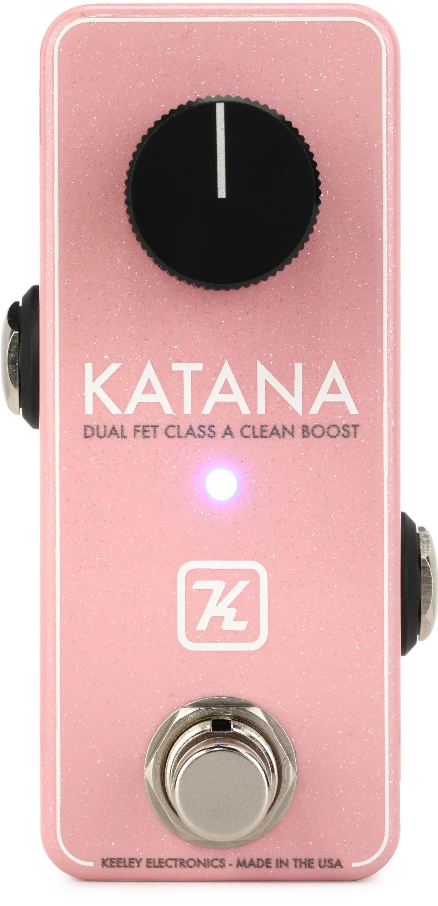 Bundled Item: Keeley Mini Katana Clean Boost Pedal - New Light Pink, Sweetwater Exclusive