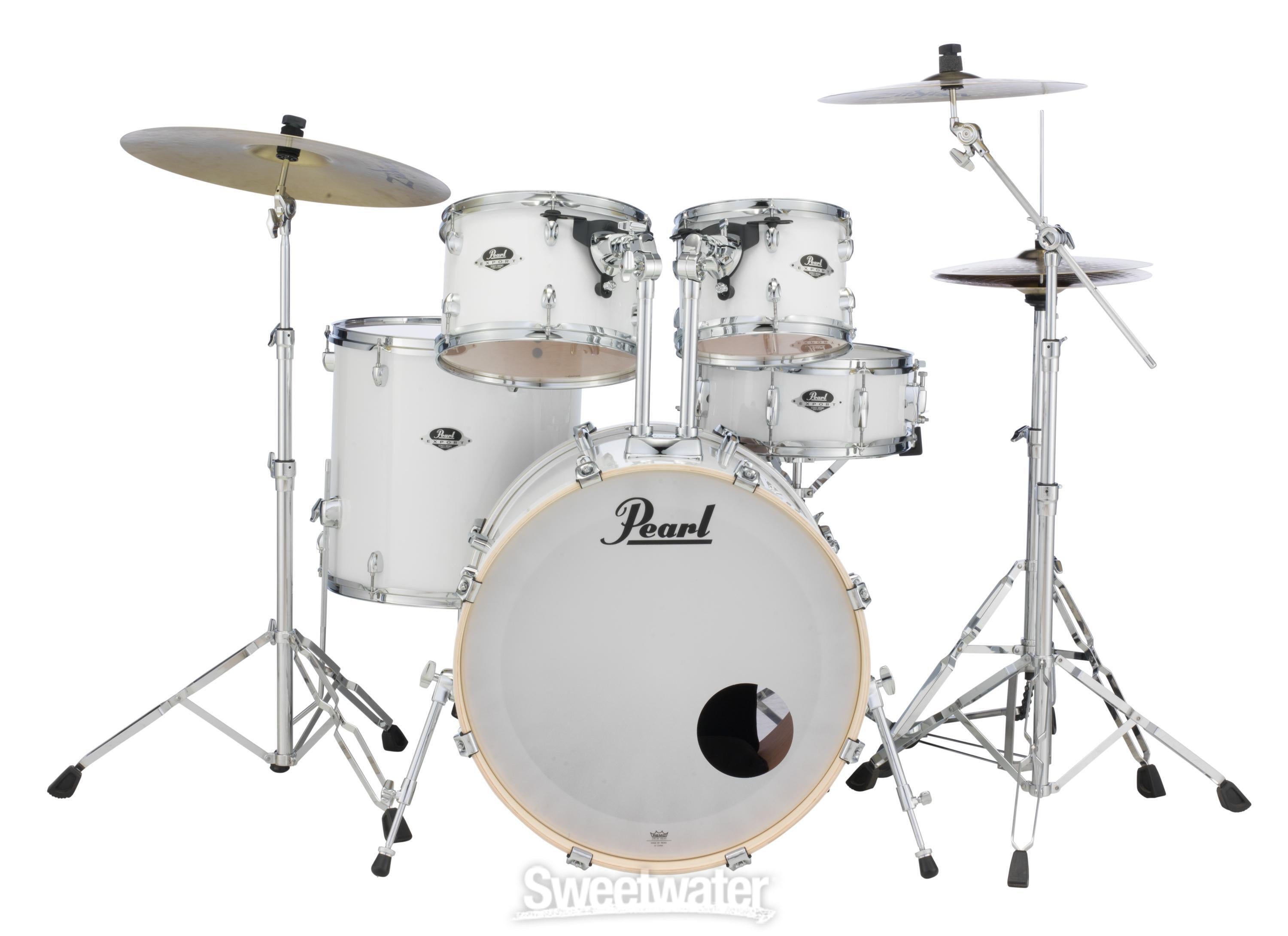 Pearl Export EXX725SZ/C 5-piece Drum Set with Zildjian Cymbals and Snare  Drum - Pure White