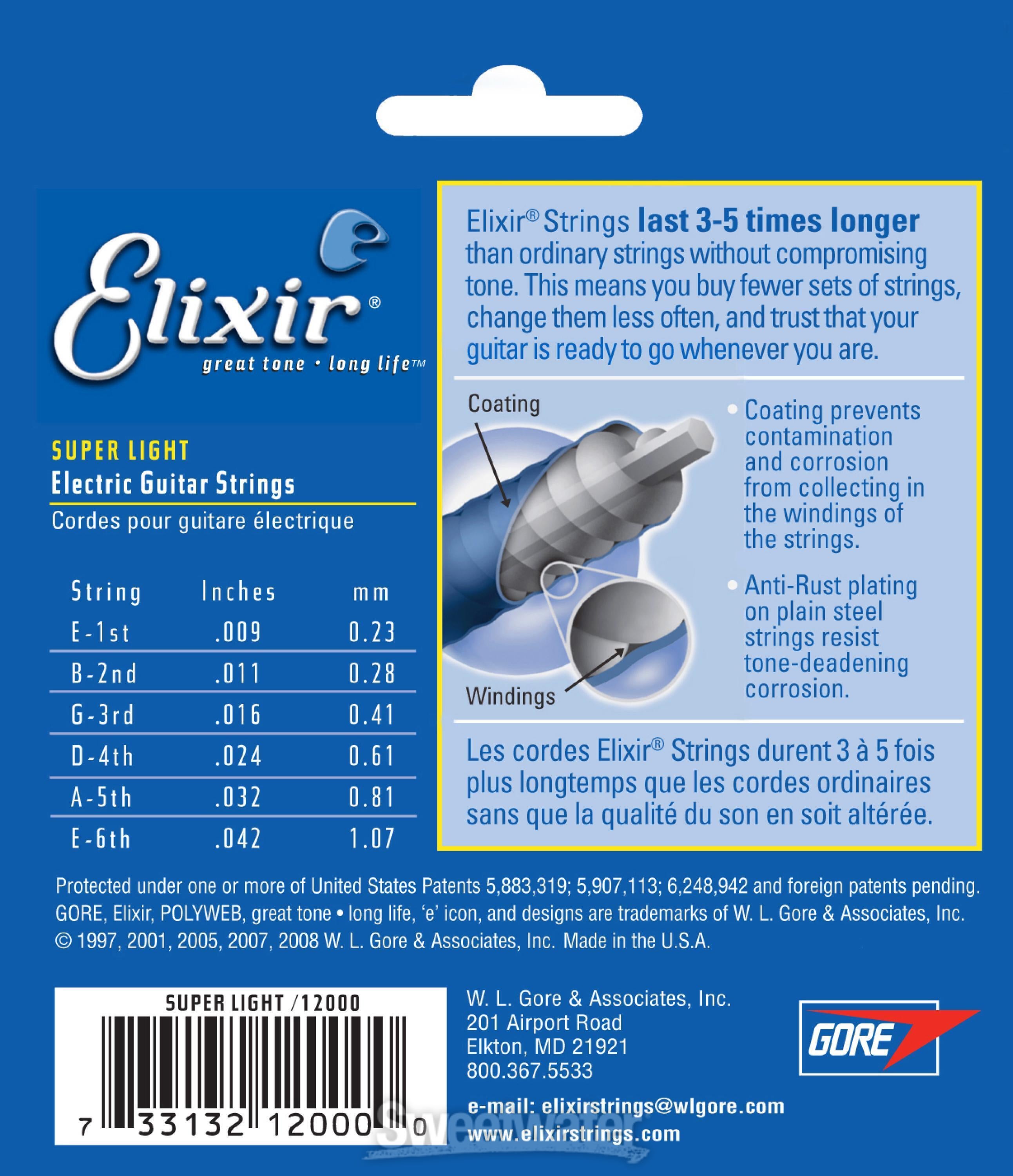 Elixir Strings 12000 Polyweb Super Light Electric Guitar Strings 4