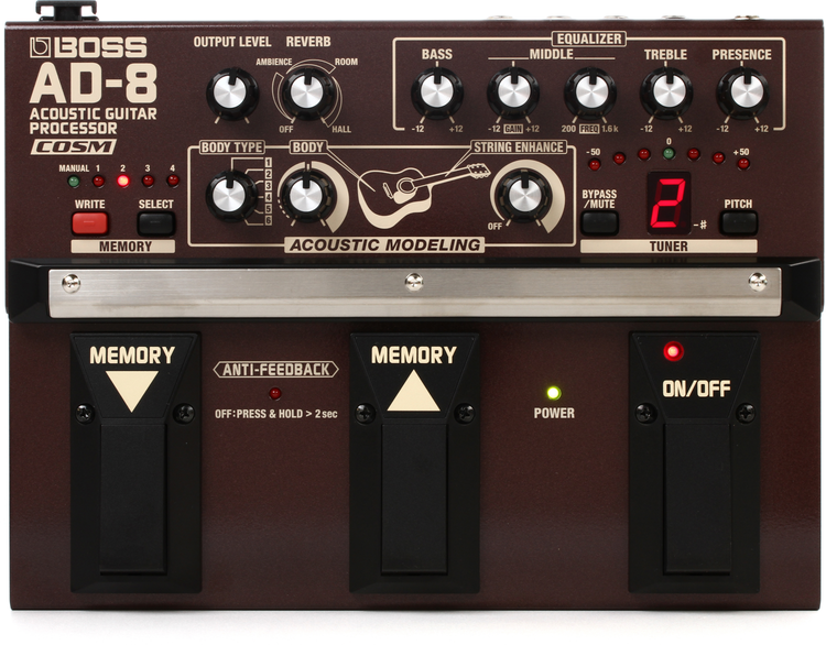 Boss AD-8 Acoustic Guitar Processor Pedal | Sweetwater Boss AD-8 Acoustic Guitar Processor Pedal | Sweetwater