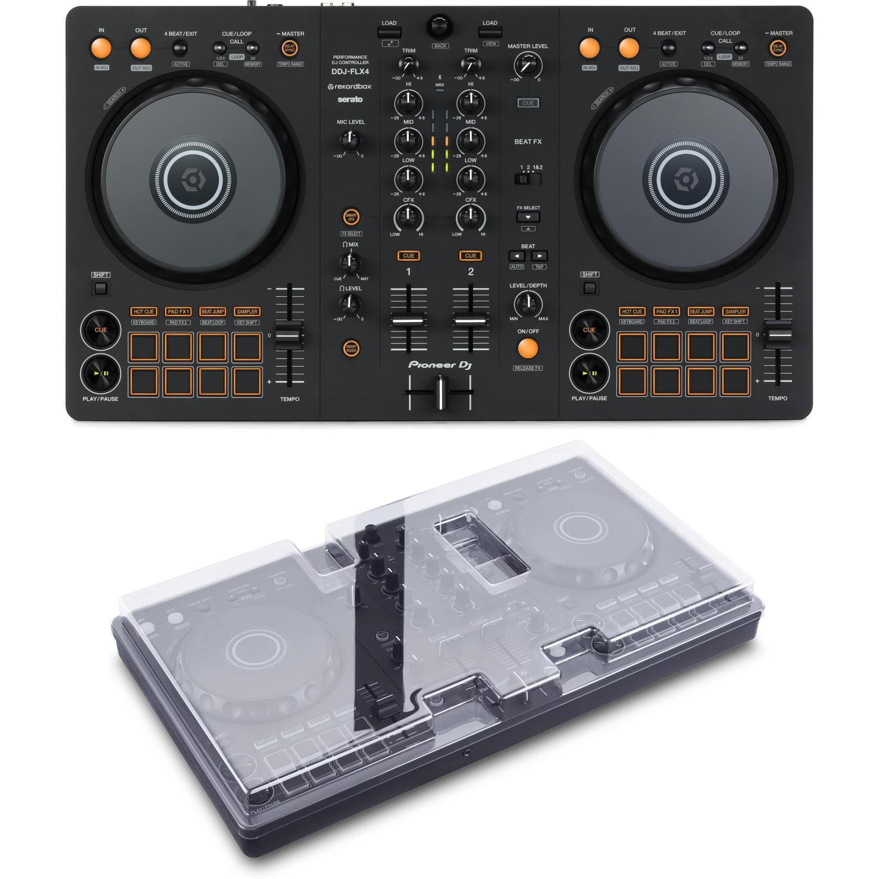 Pioneer DJ DDJ-FLX4 2-deck Rekordbox and Serato DJ Controller with  Decksaver - Graphite