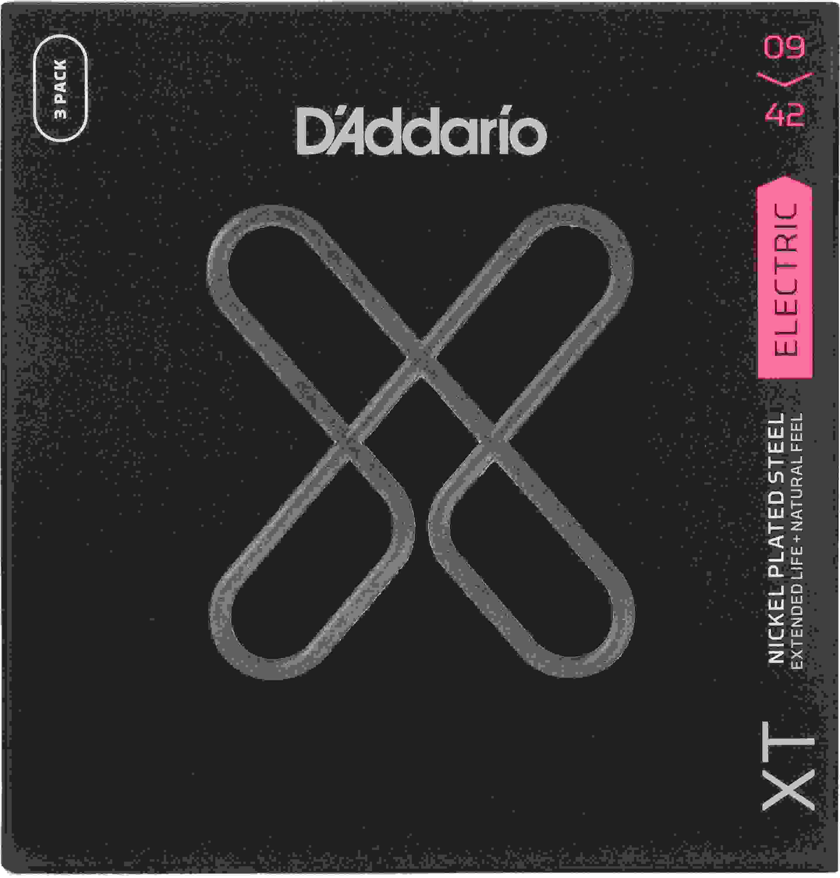 D'Addario XTE0942 XT Nickel Wound Electric Guitar Strings - .009-.042 Super Light (3-pack)