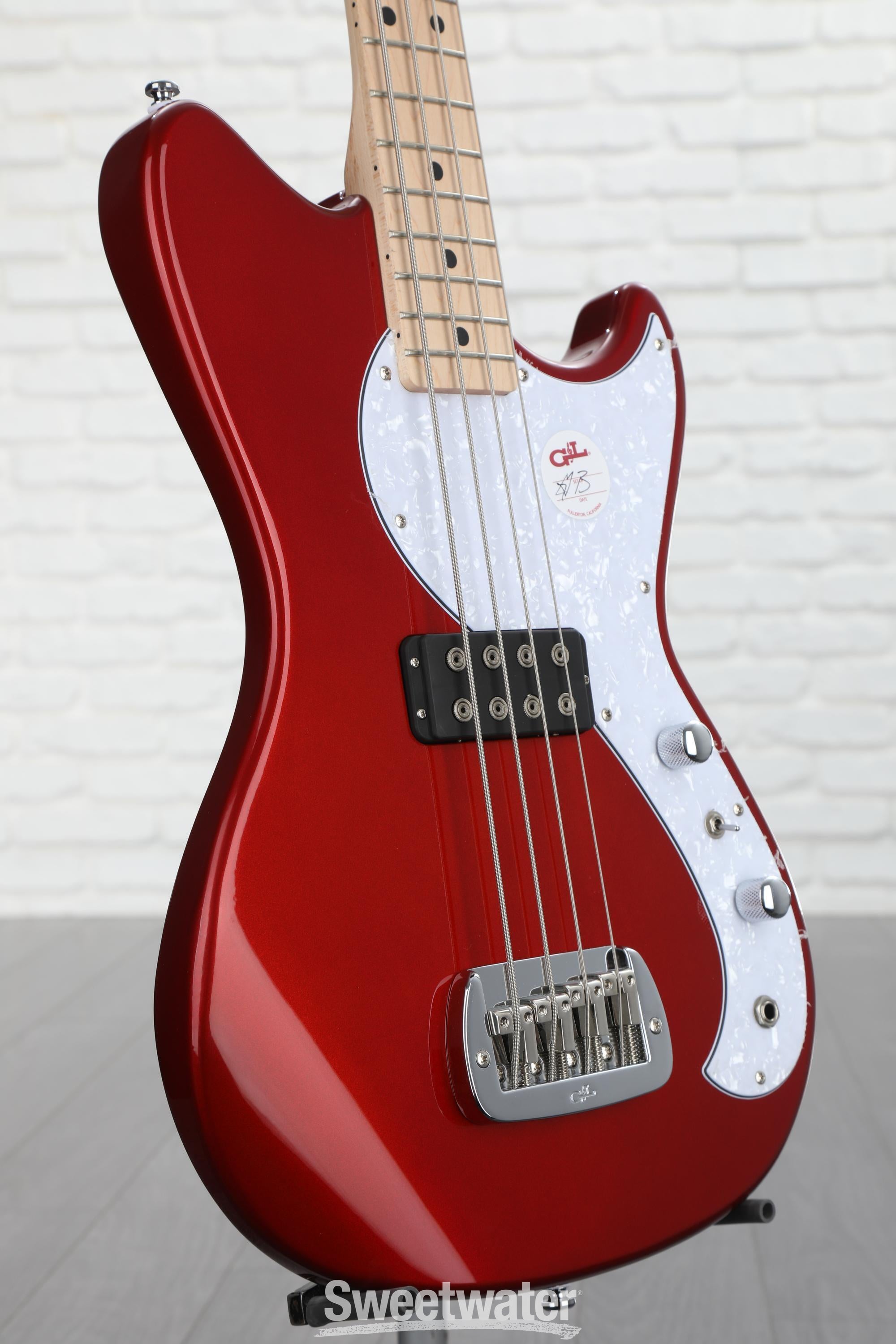Gu0026L Tribute Fallout Short Scale Bass Guitar - Candy Apple Red
