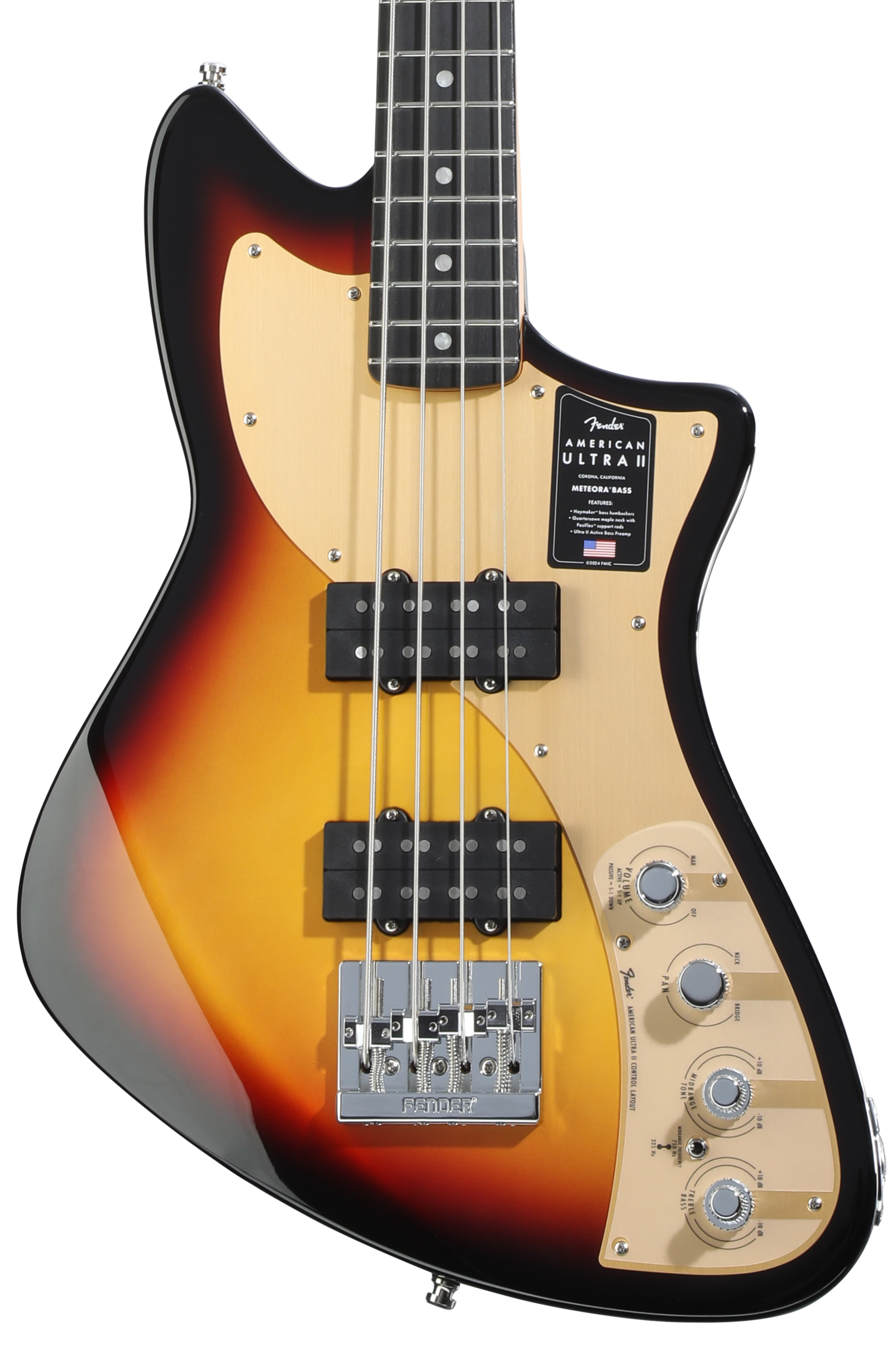 Fender American Ultra II Meteora Bass - Ultraburst, Ebony