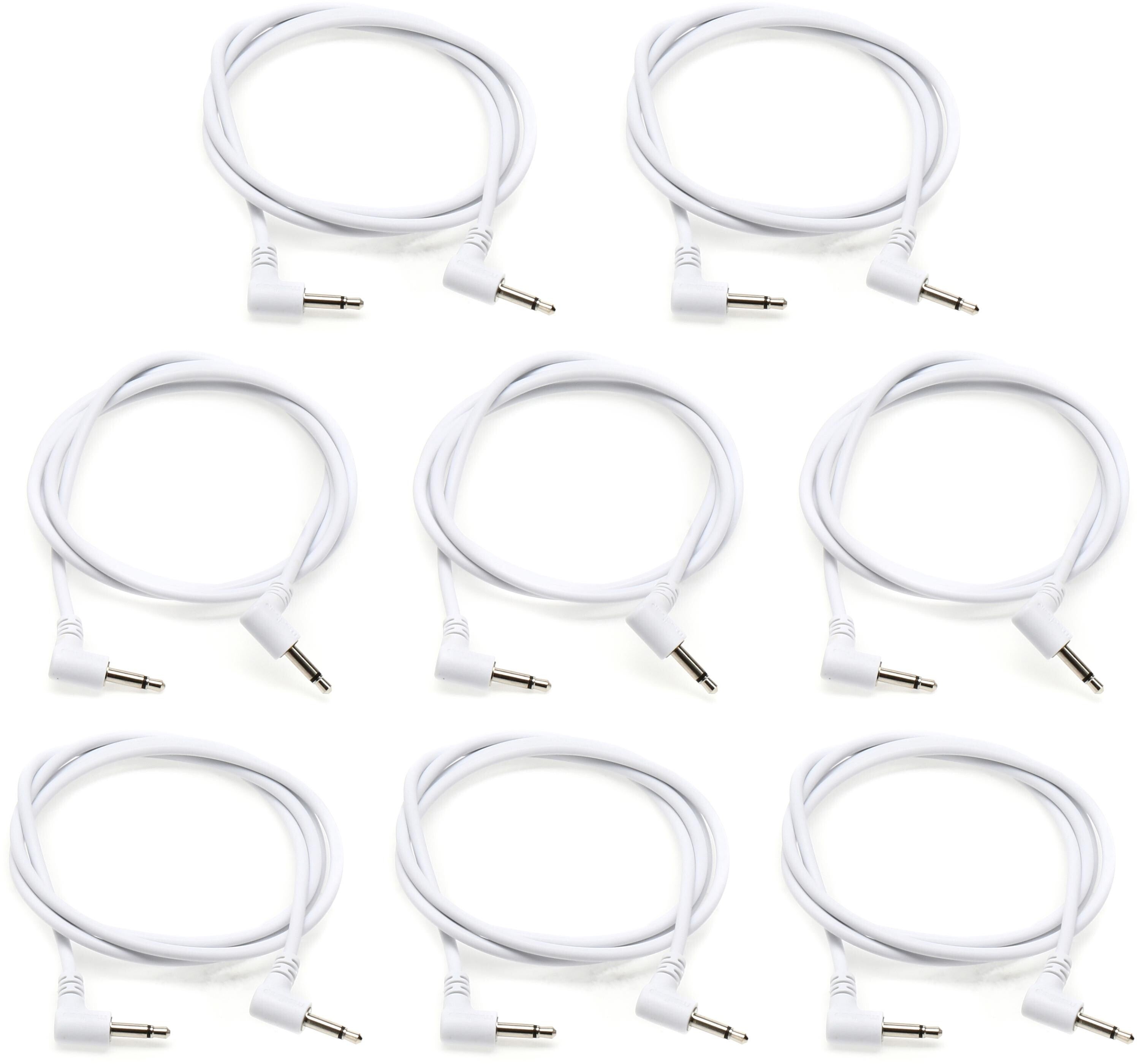 Photo of Modbap Modular Patch Cables - Angled 3.5mm TS Male to Angled 3.5mm TS Male 8-pack - 36 inches, White