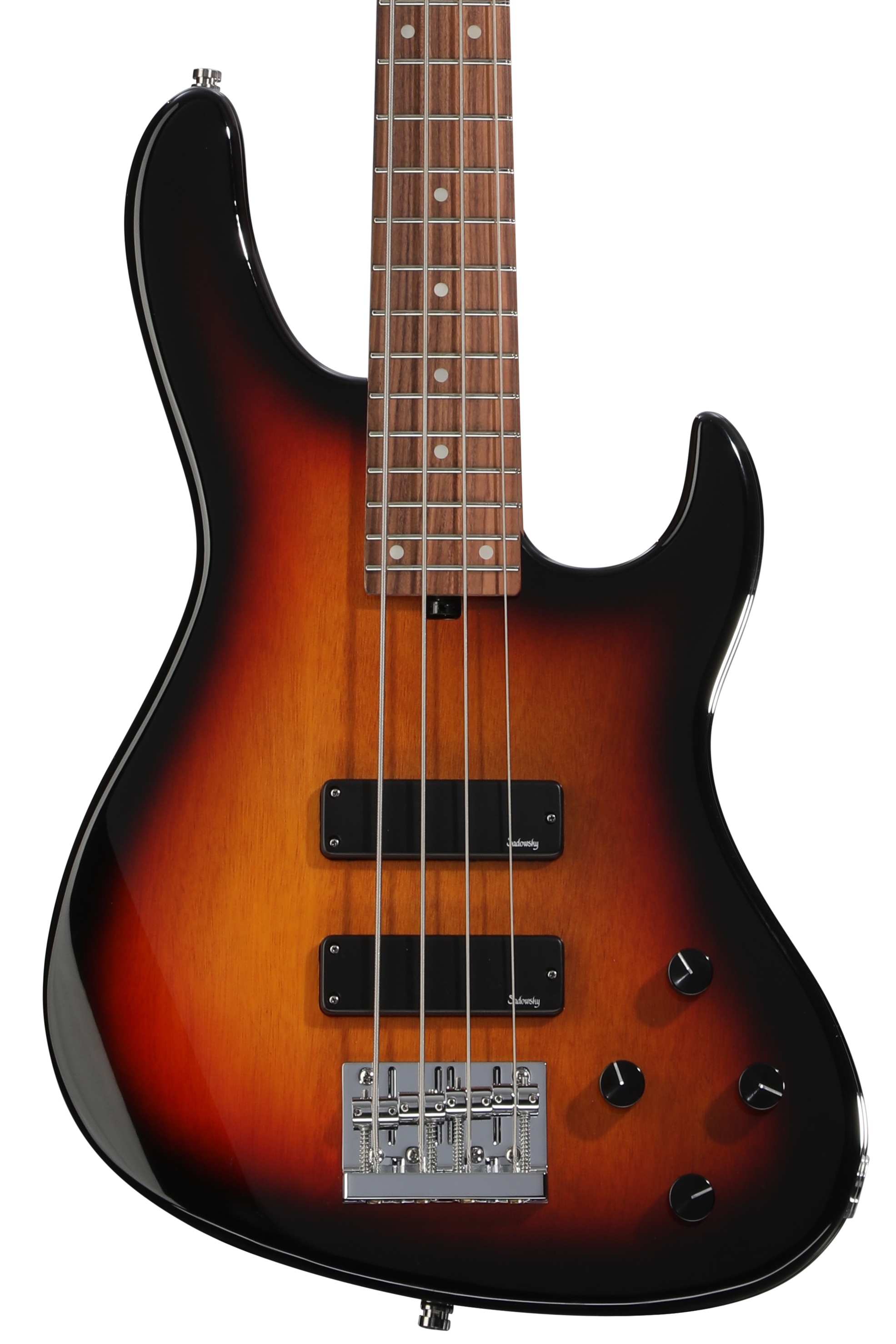 MetroExpress Modern Bass Guitar - Tobacco Sunburst, Morado Fingerboard