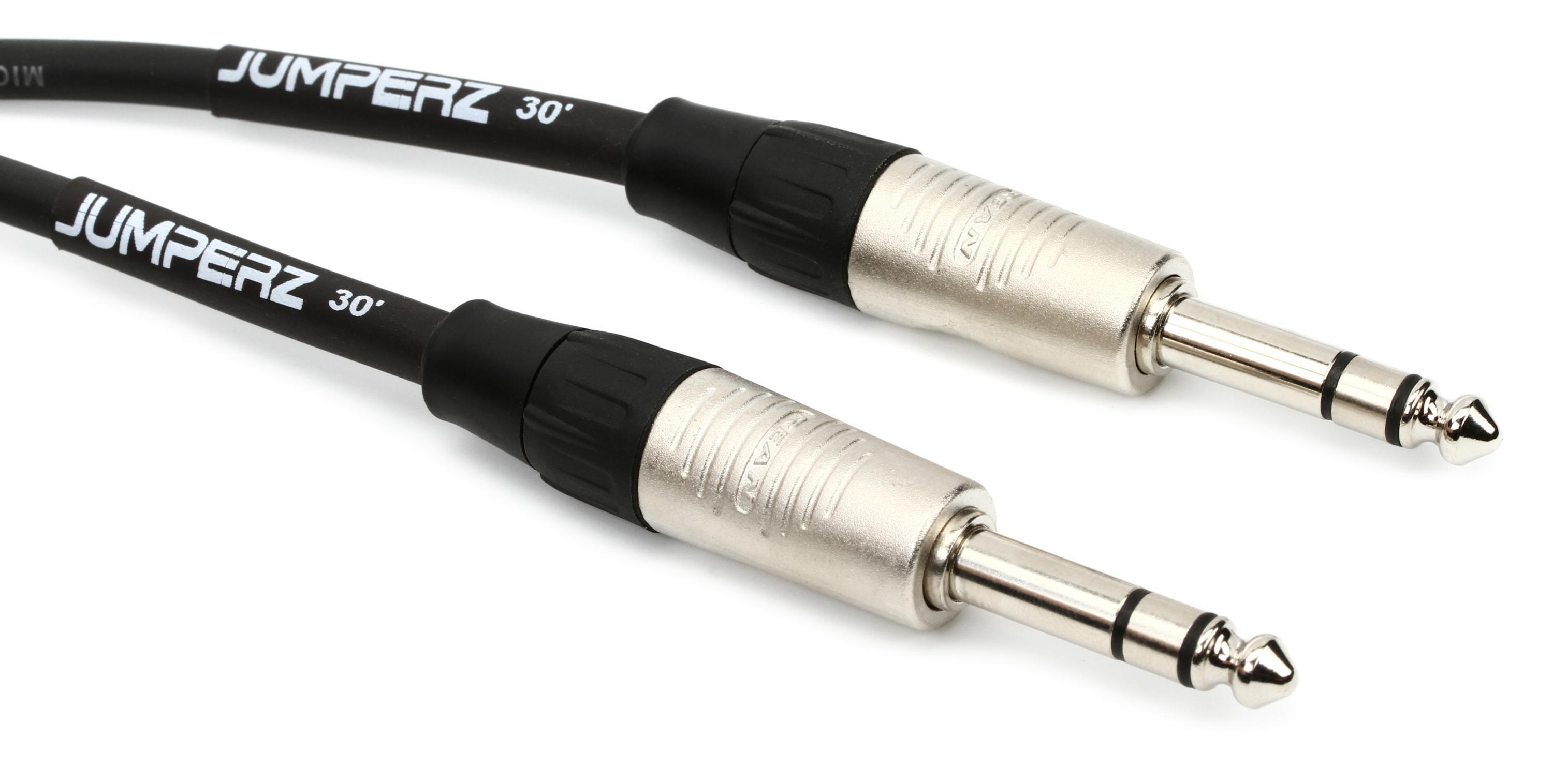 Photo of JUMPERZ JB2TRS-30 Blue Line 1/4-inch TRS Male to 1/4-inch TRS Male Patch Cable - 30 foot