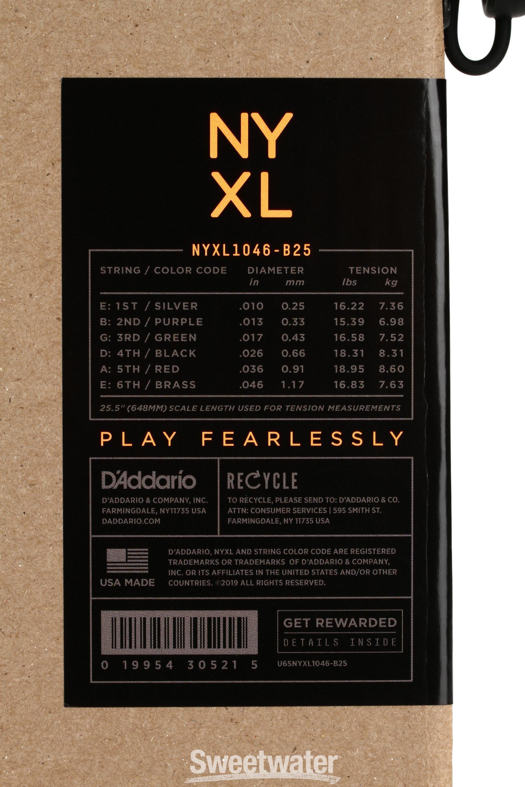 D'Addario NYXL1046 NYXL Nickel Wound Electric Guitar Strings - .010-.046  Regular Light (25-pack)