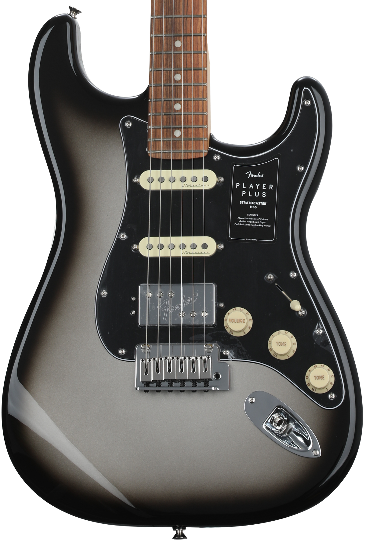 Fender Player Plus Stratocaster HSS Electric Guitar - Silverburst with Pau Ferro Fingerboard