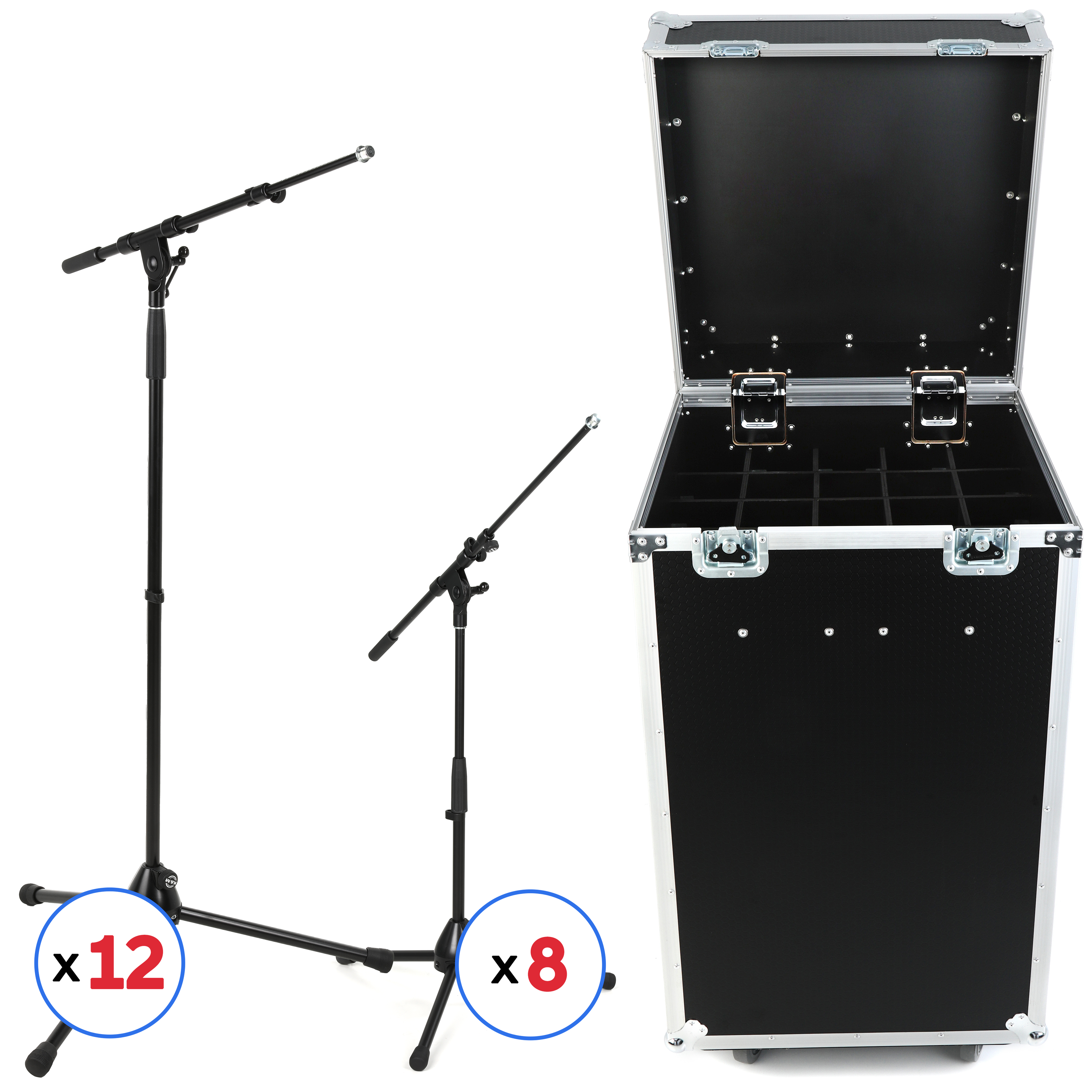 K&M (12) 210/9 Telescoping Boom Mic Stands and (8) 259 Low