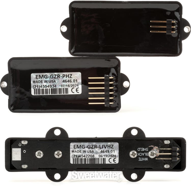 EMG GZR-PJHZ Geezer Butler Signature P/J Bass Pickup Set - Black