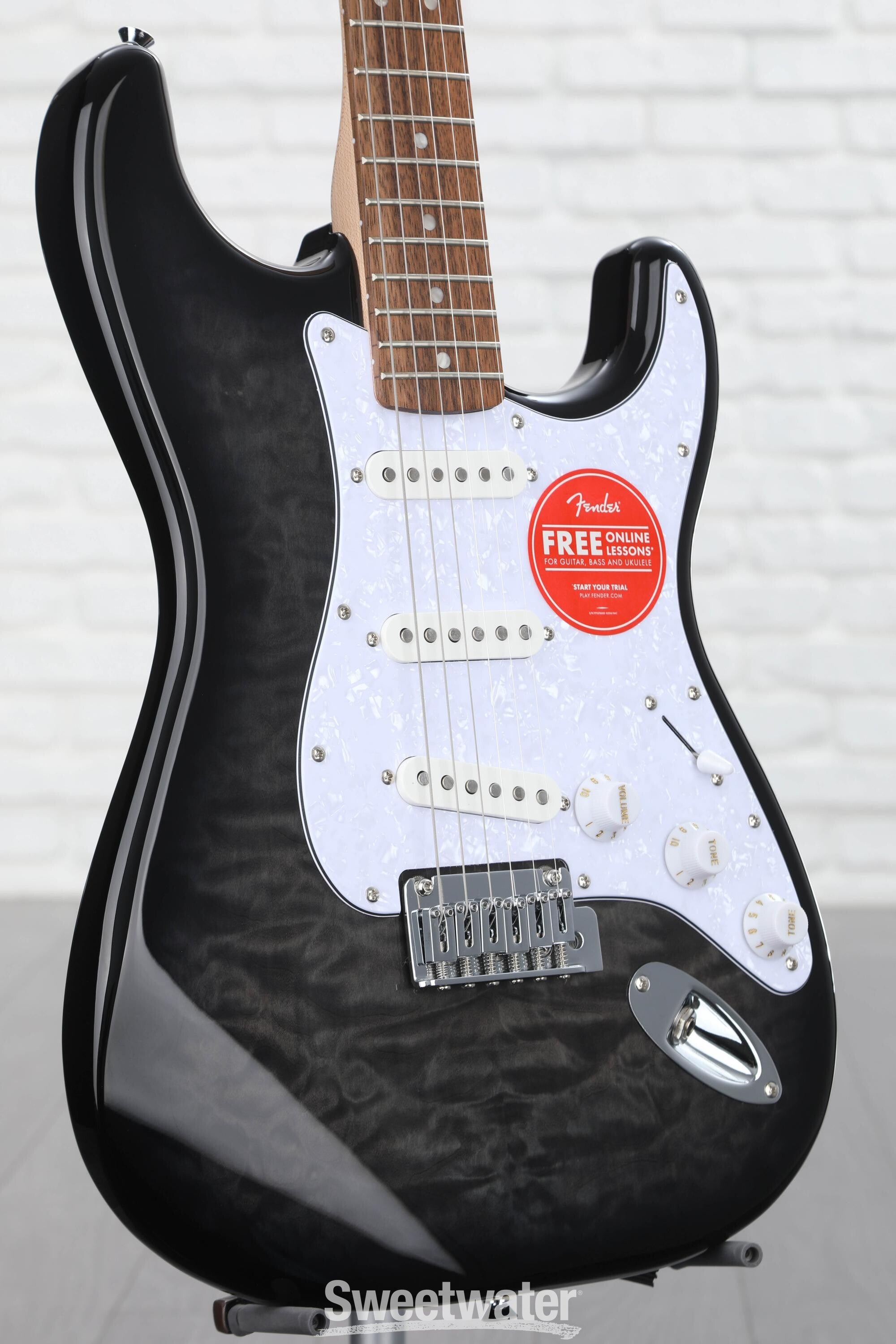 Squier Affinity Series Stratocaster QMT Electric Guitar - Black Burst ...
