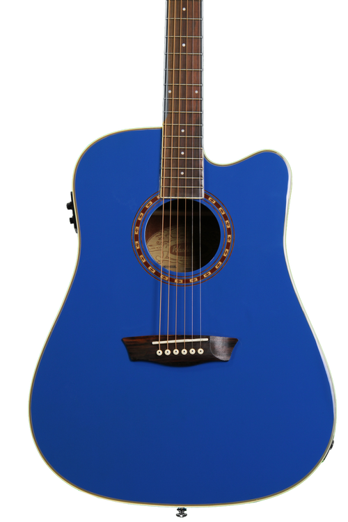 Washburn WD10CEBL Dreadnought Cutaway - Blue | Sweetwater
