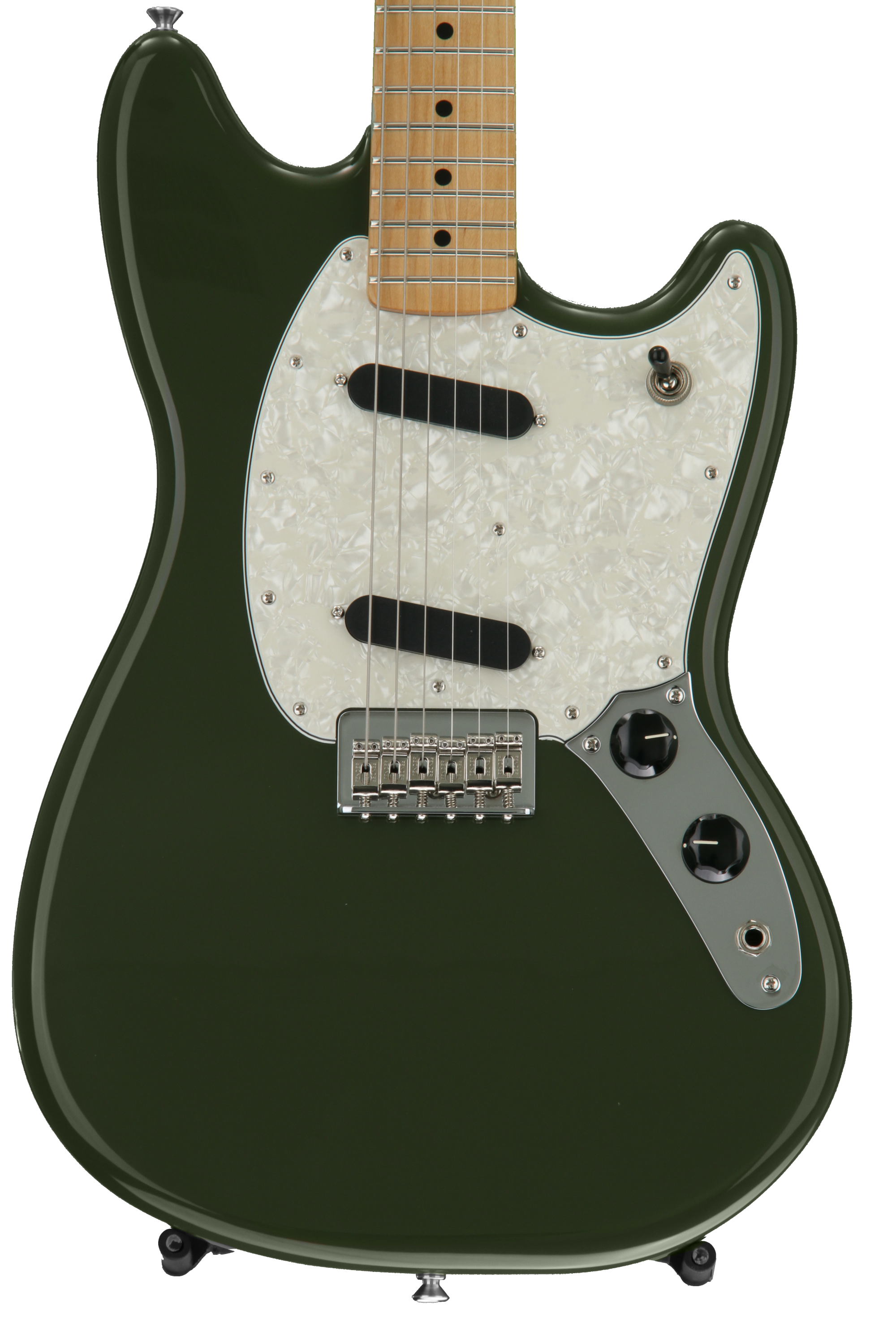 Fender Mustang - Olive with Maple Fingerboard | Sweetwater