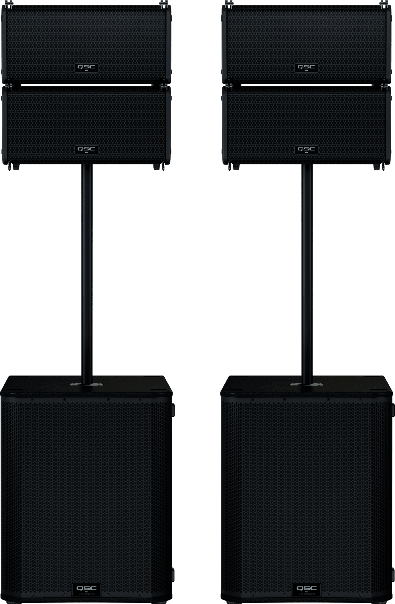 QSC LA108 1,300W 8-inch Active Line Array Speaker Dual and KS118 